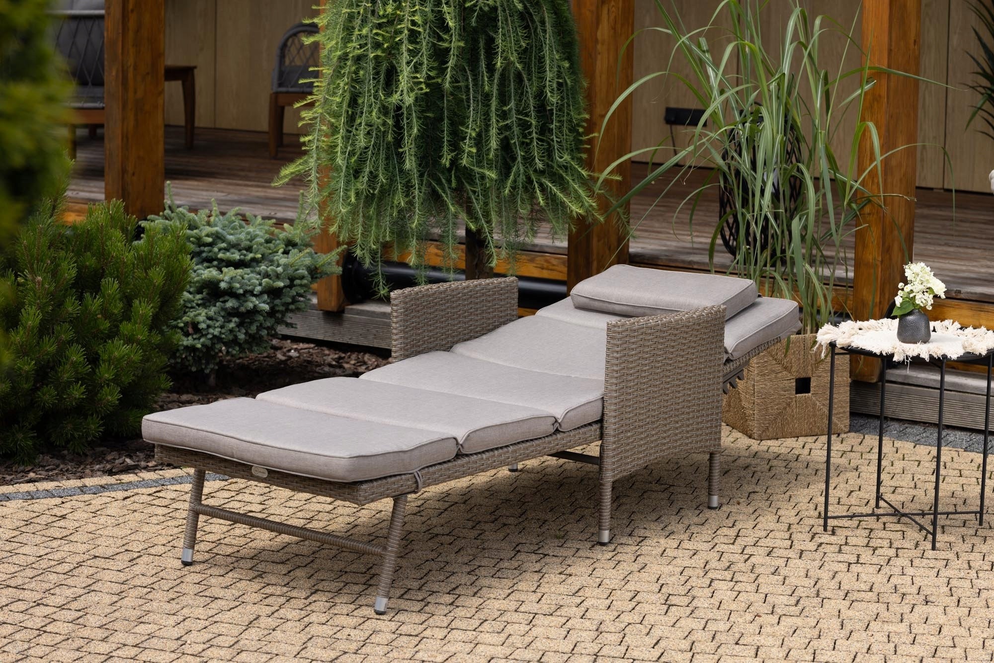 Garden Lounger Adjustable Armchair Adjustable Couch Terrace Balcony Cushion Kind sunbed