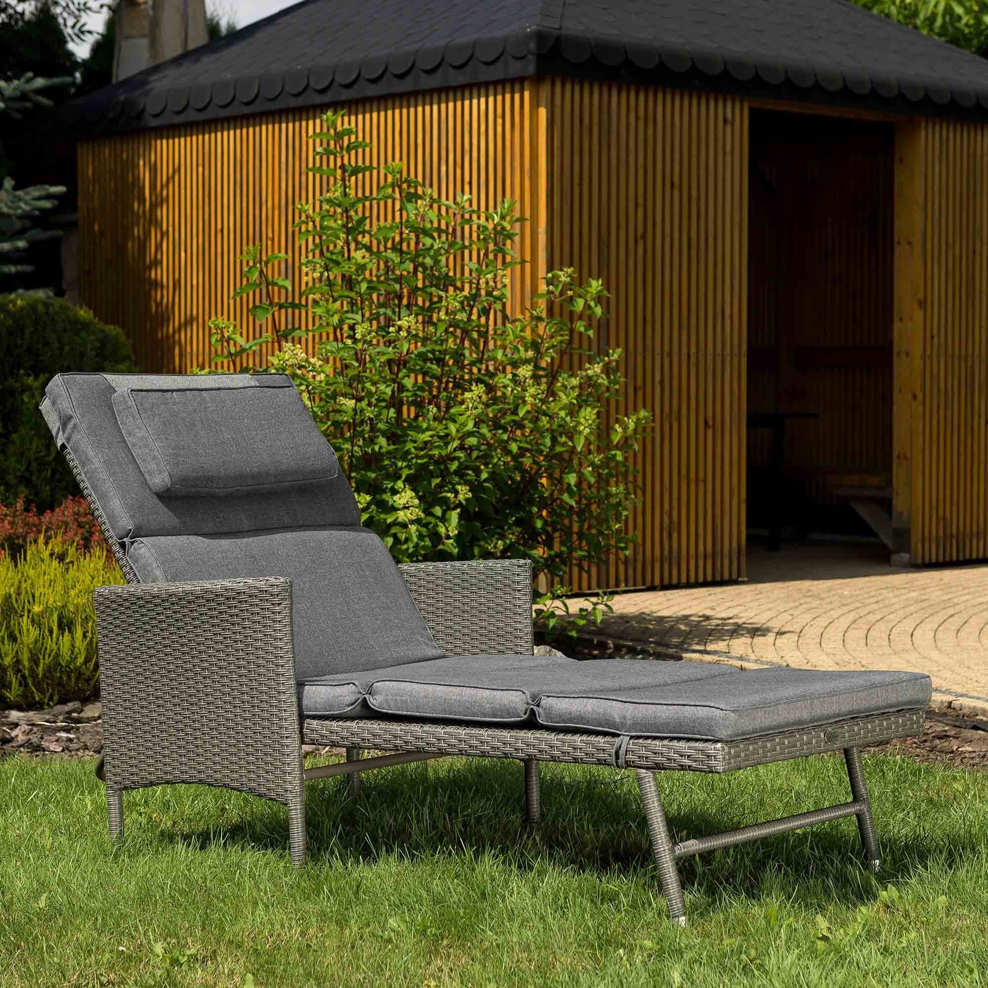 Garden Lounger Adjustable Couch Terrace Balcony Armchair Adjustable Cushion Model Breso