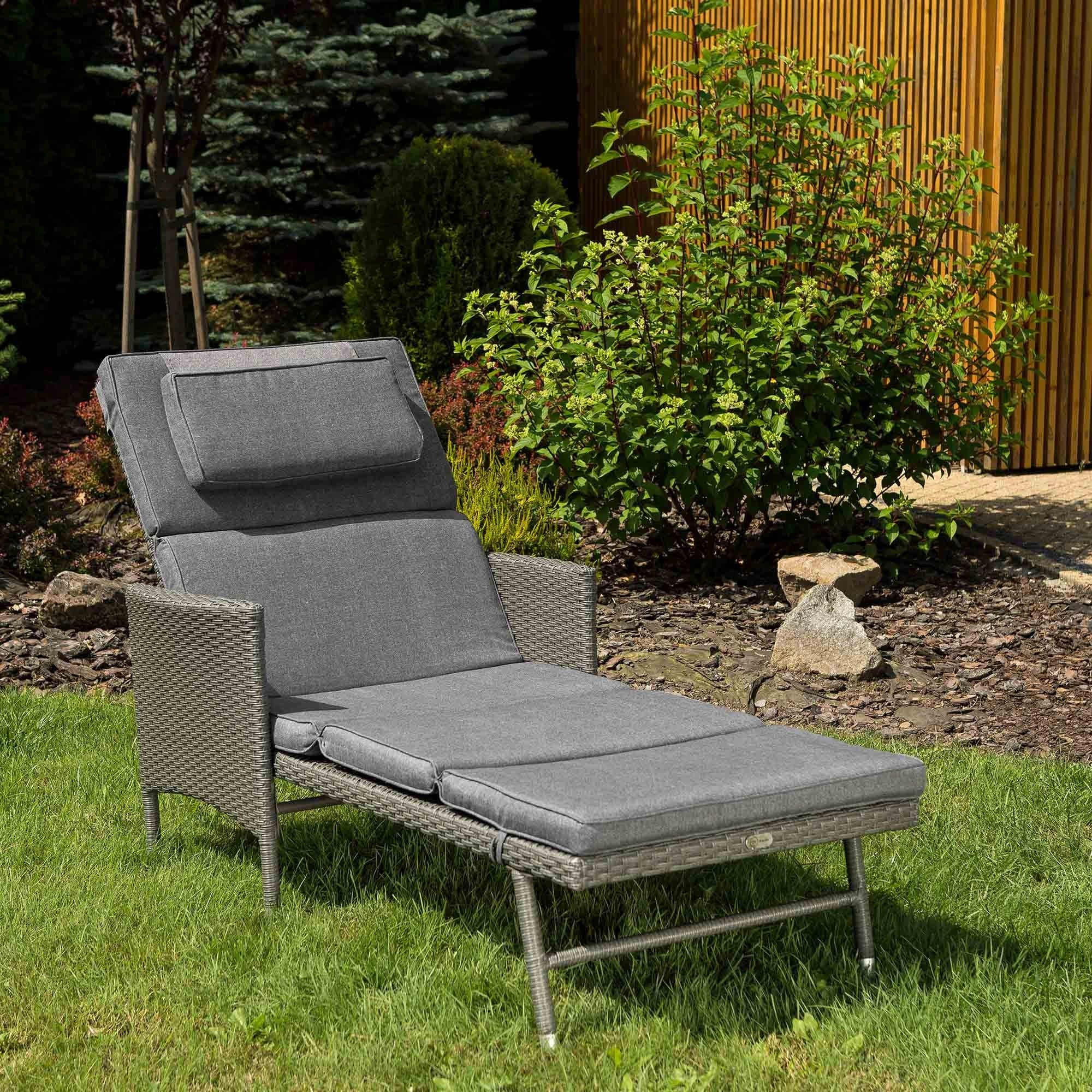 Garden Lounger Adjustable Couch Terrace Balcony Armchair Adjustable Cushion Packaging status original