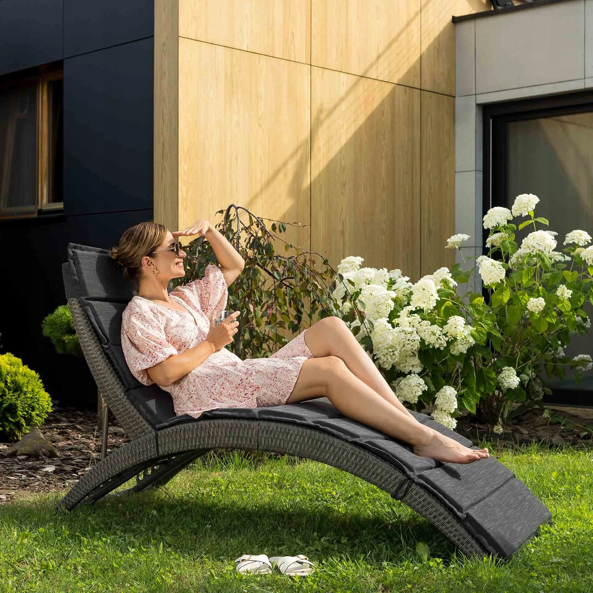 Garden Lounger Adjustable Folding Armchair Adjustable Couch Terrace Balcony Brand di volio