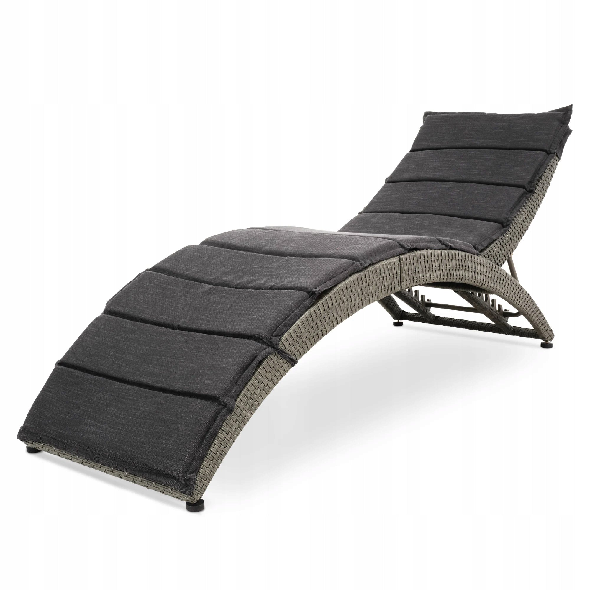 Garden Lounger Adjustable Folding Armchair Adjustable Couch Terrace Balcony Frame material synthetic rattan