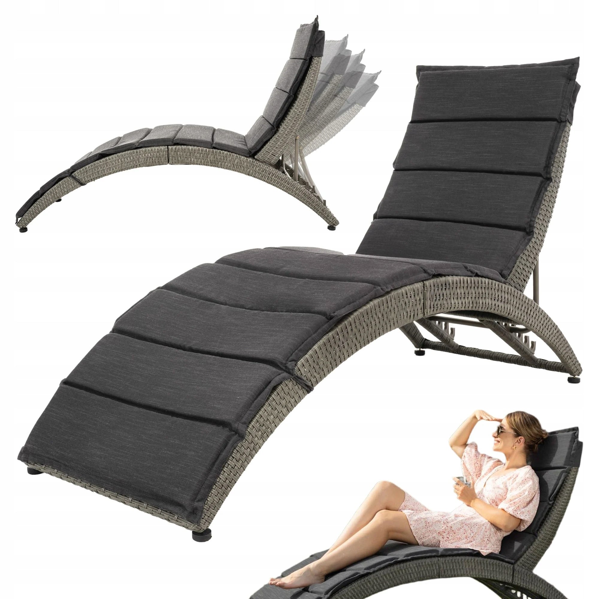 Garden Lounger Adjustable Folding Armchair Adjustable Couch Terrace Balcony