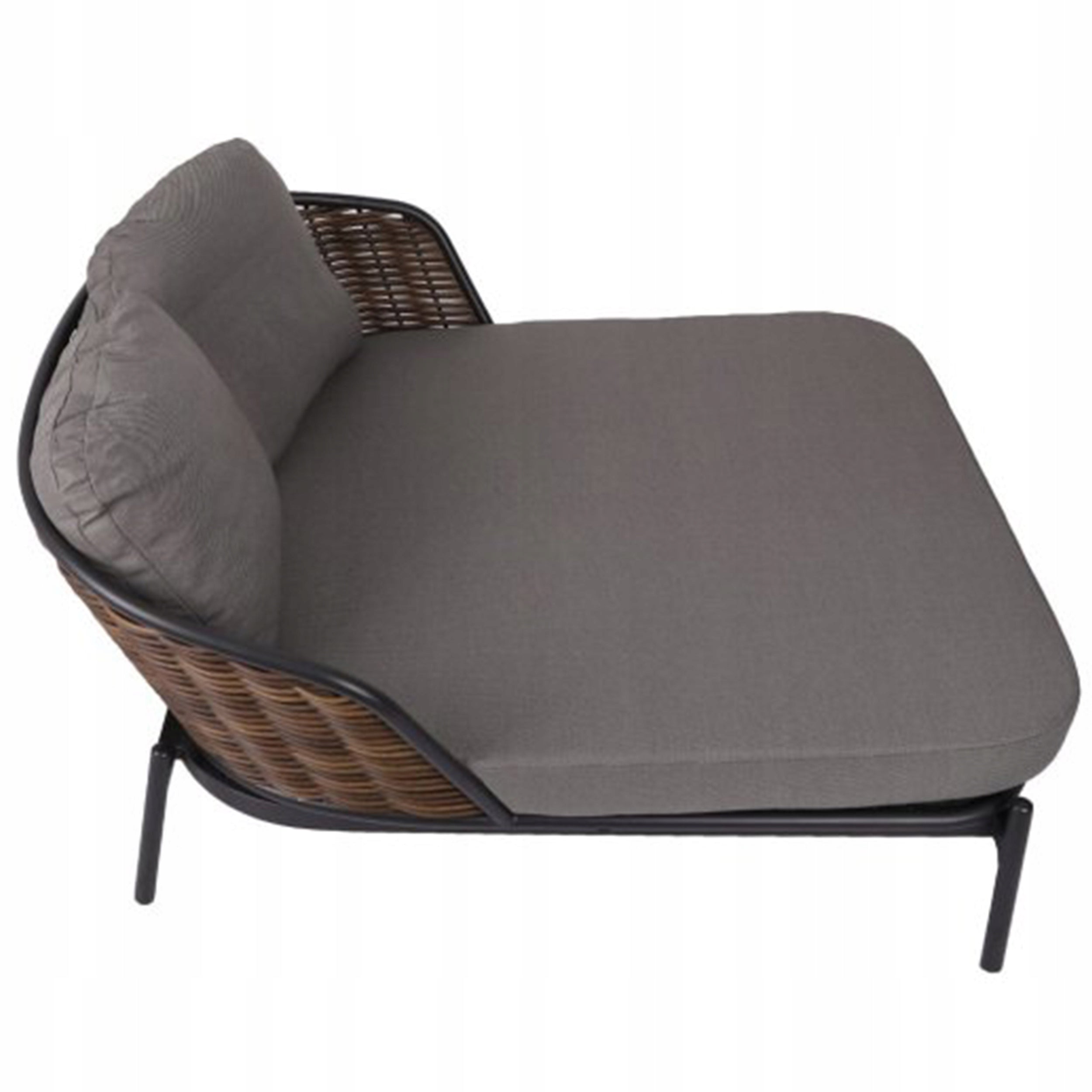 Garden Lounger Large Sun Lounger 2 Pers. Borneo Wicker Technorattan Anthracite Kind couch