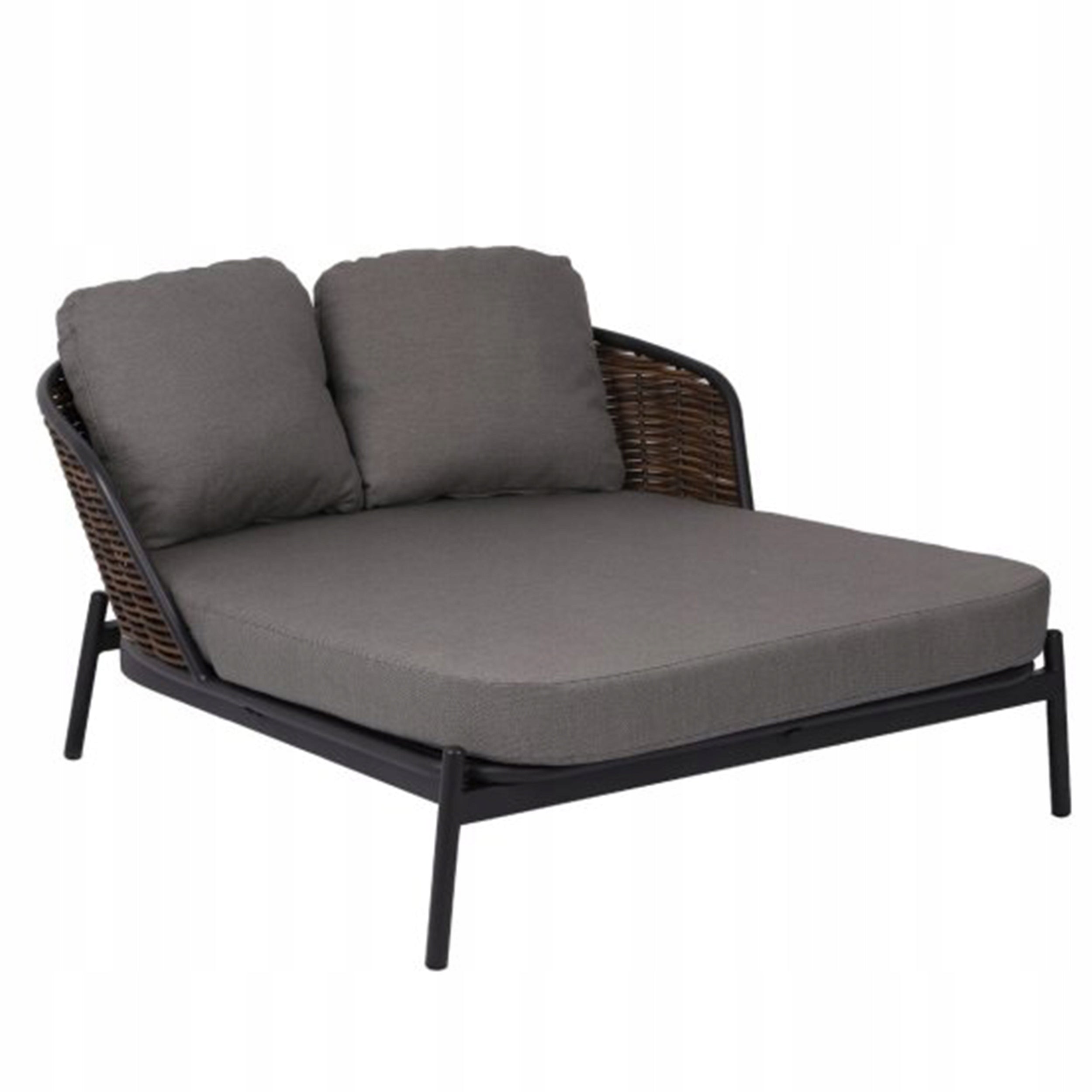 Garden Lounger Large Sun Lounger 2 Pers. Borneo Wicker Technorattan Anthracite