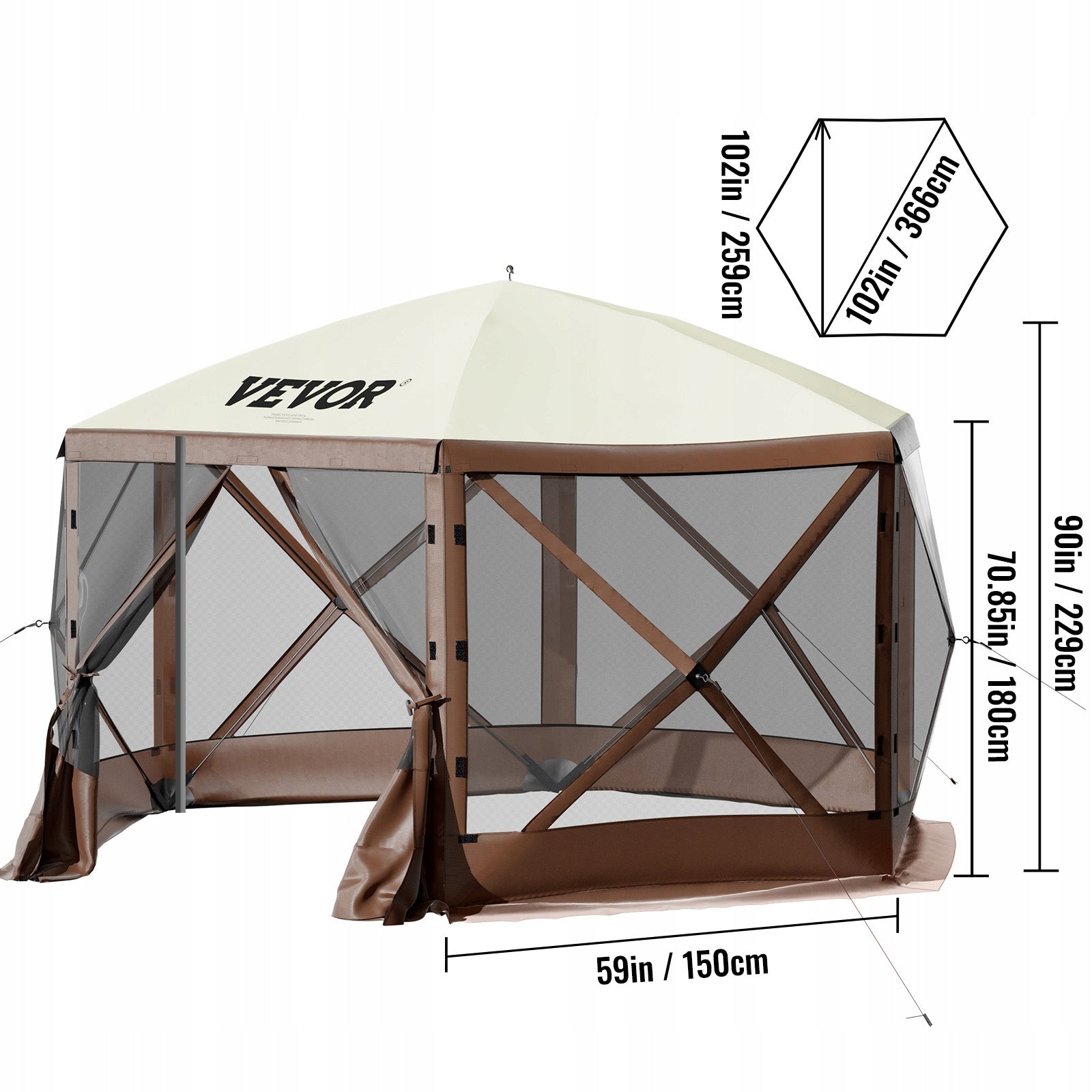 Garden Pavilion 3,05x3,05M 6-Sided 8 People With Portable Carrying Bag EAN (GTIN) 810087877385