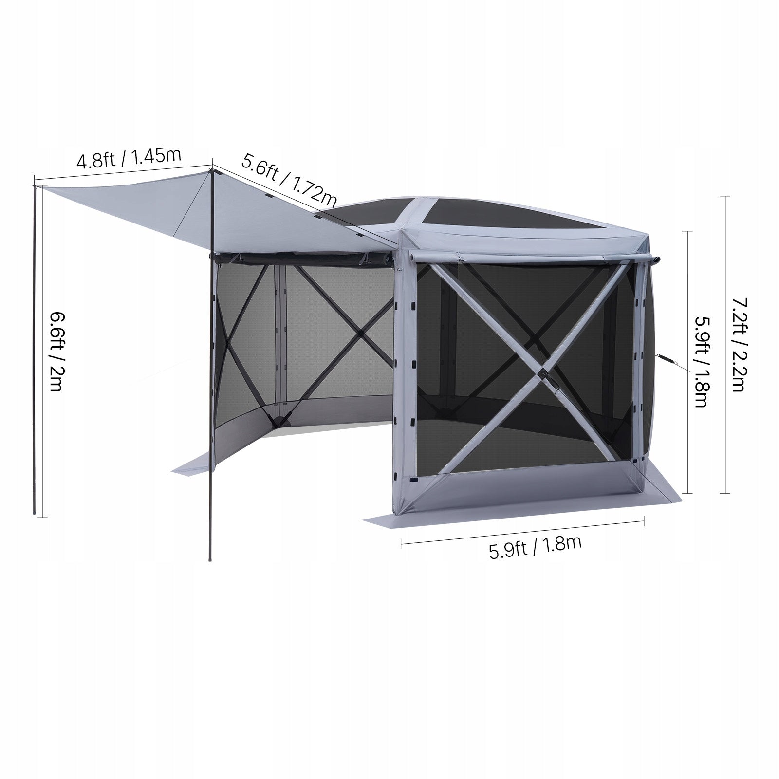 Garden Pavilion 3,6x3,6x2,2M 8 to 10 Persons Tent Gazebo Large Six Sided Manufacturer code TMZPXKTMK6M19E