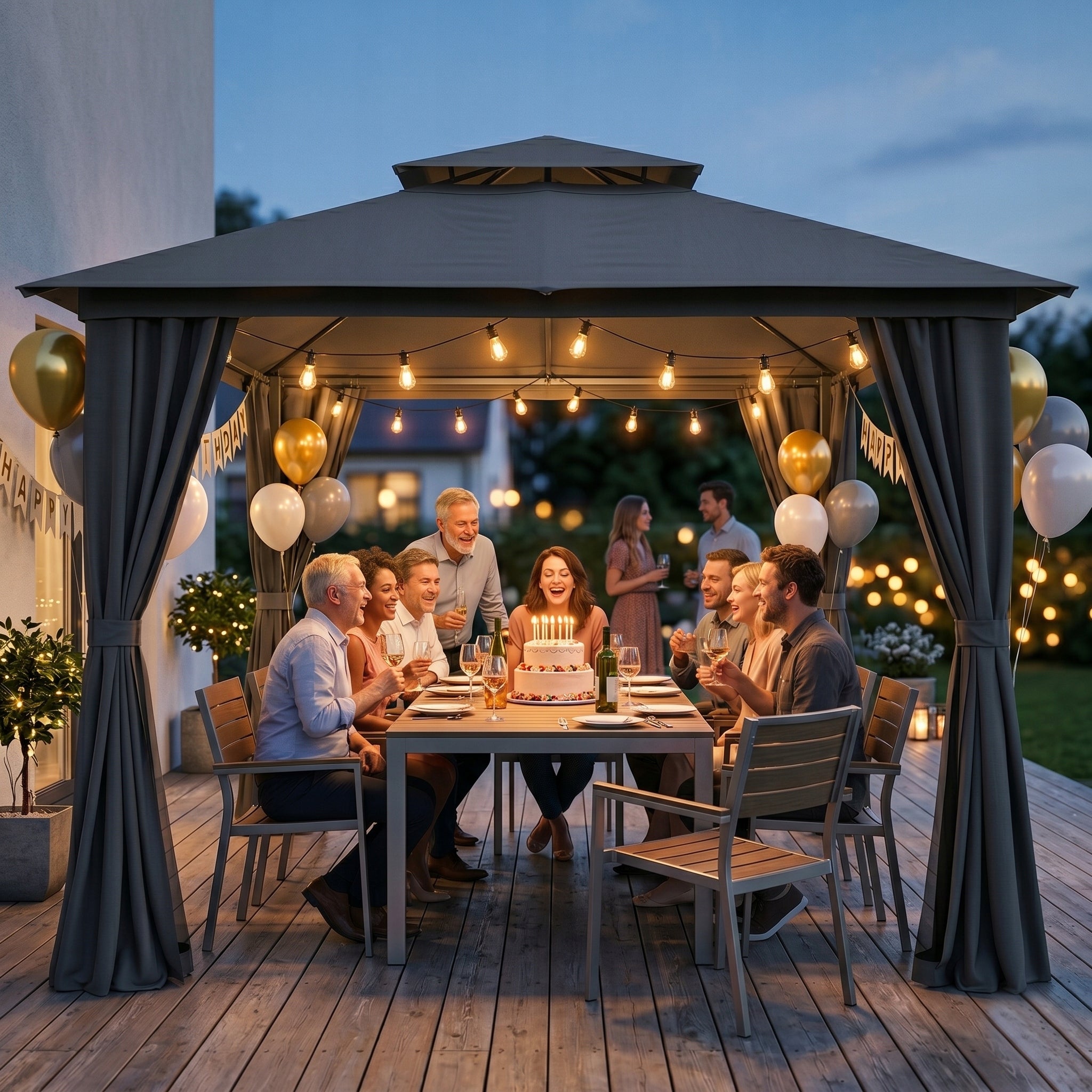 Garden Pavilion 3x4m Terrace TENT with CURTAINS and MOSQUITO NETS Gazebo Manufacturer Mirpol