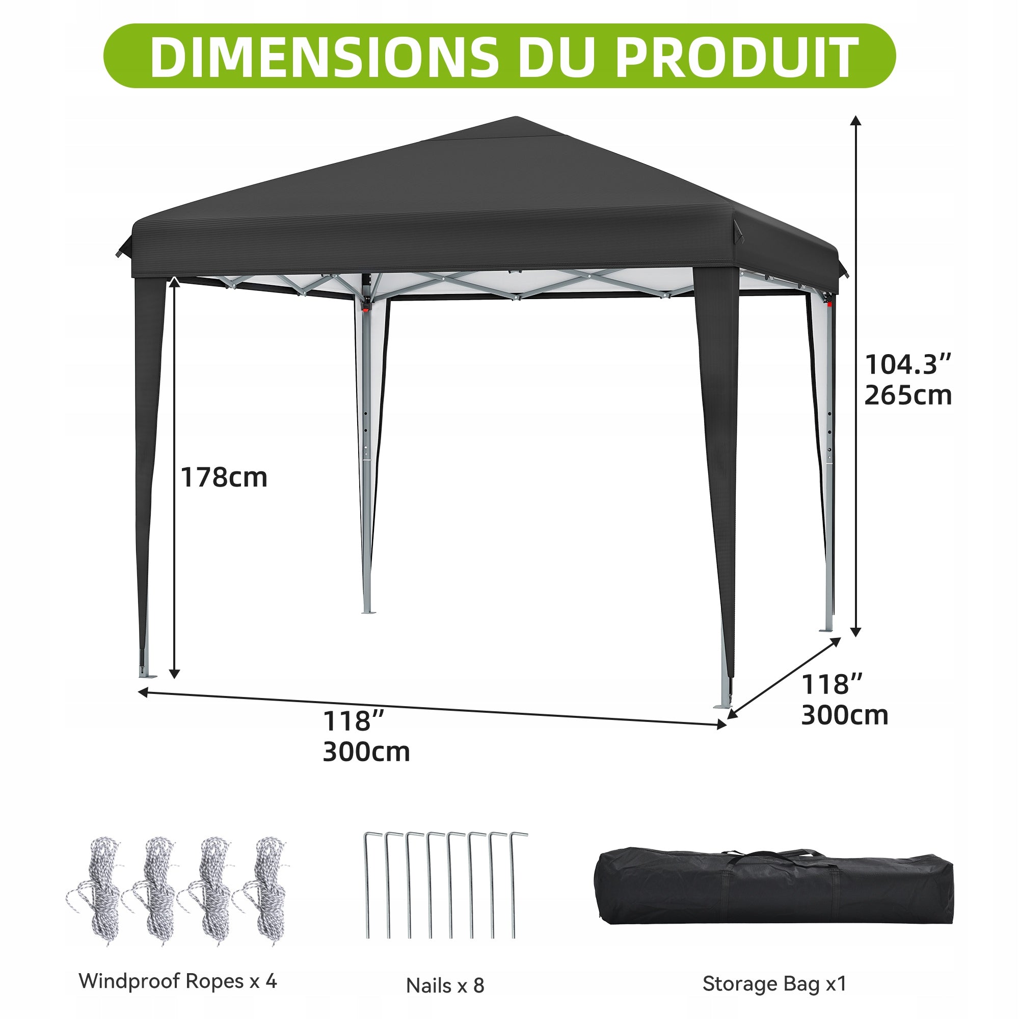 Garden Pavilion Tent Gazebo 3x3m Waterproof Metal Frame Camping Black Manufacturer Balconera