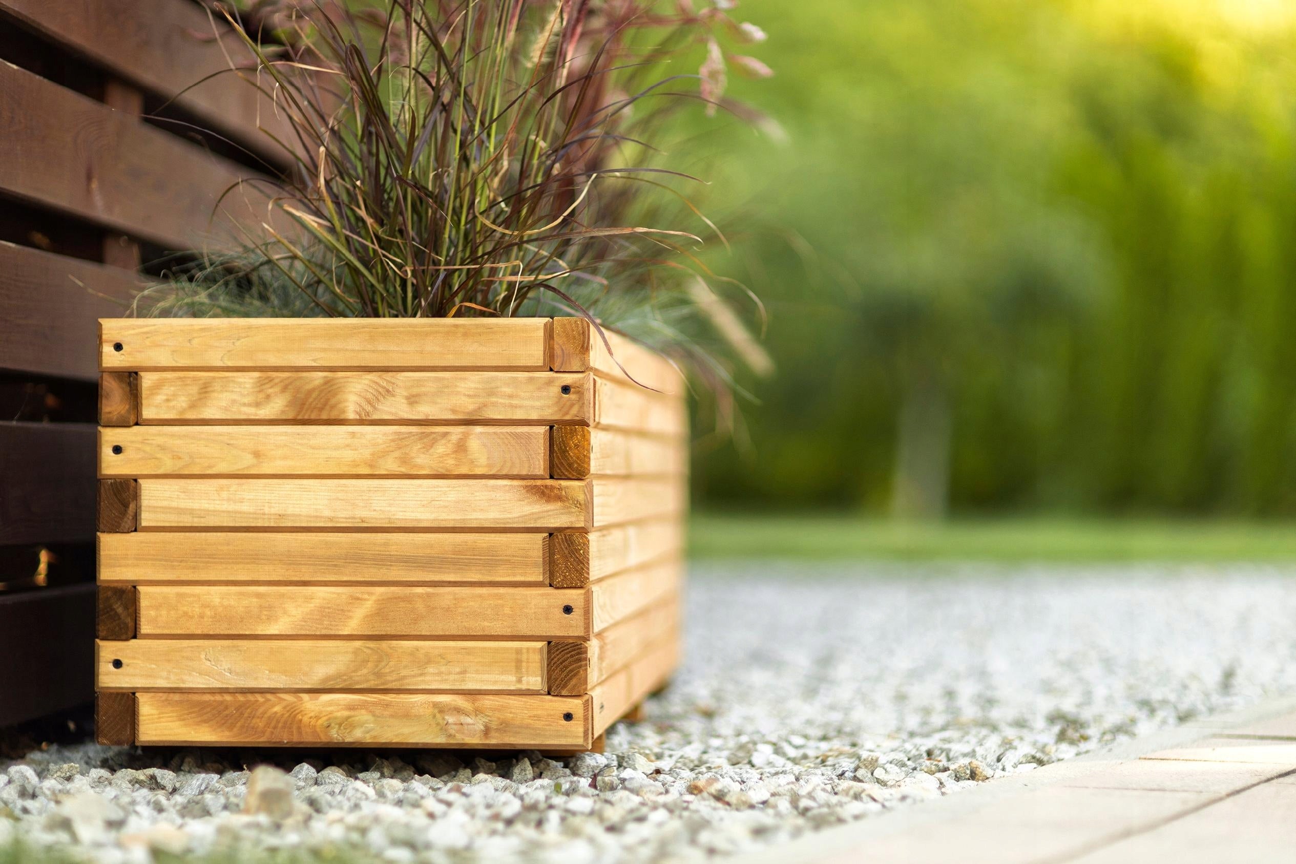 Garden Planter Wooden Solid Brown Terra 70x40x40 cm Thickness 3.5 cm Product height 40 cm