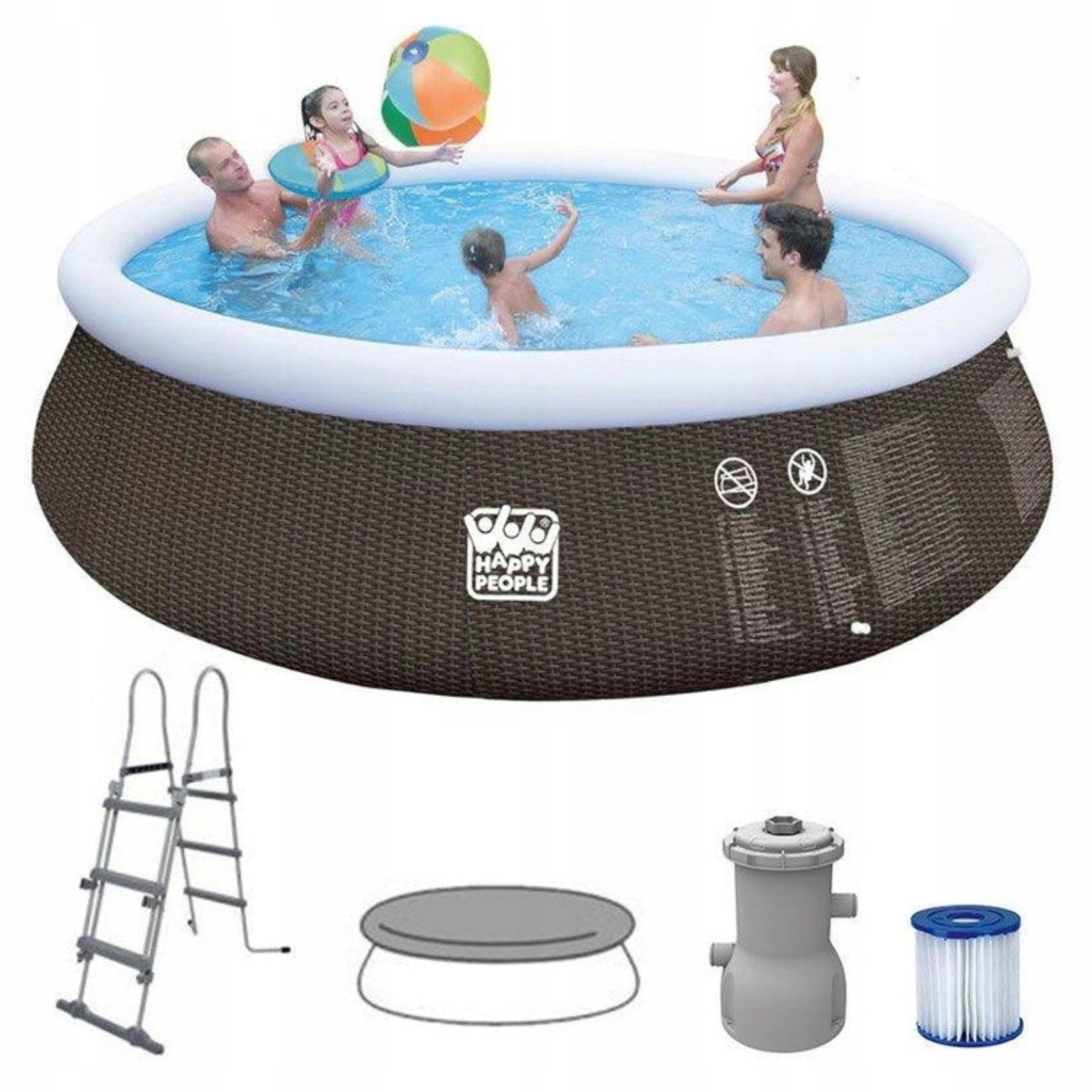Garden Pool Expansion 450 x 106 cm Set of 5 in 1 Ladder Cover Large