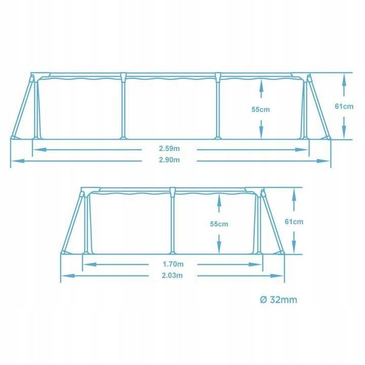 Garden Pool Framed 259 X 170 X 61 Cm Bestway 56403n Manufacturer code 56403ND