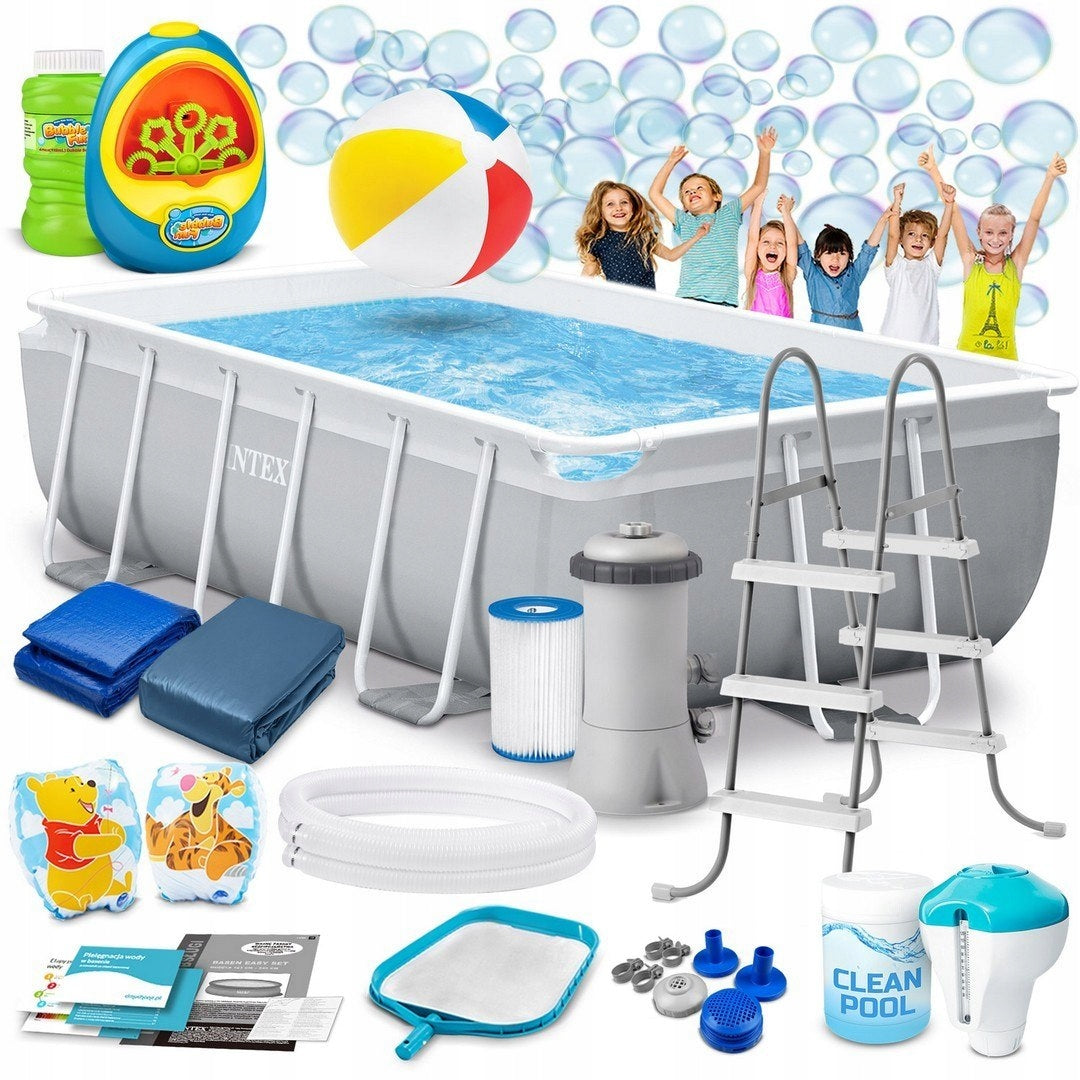 Garden Pool Framed 300 X 175 X 80 Cm 18in1 Intex 26784 + Machine For Ba