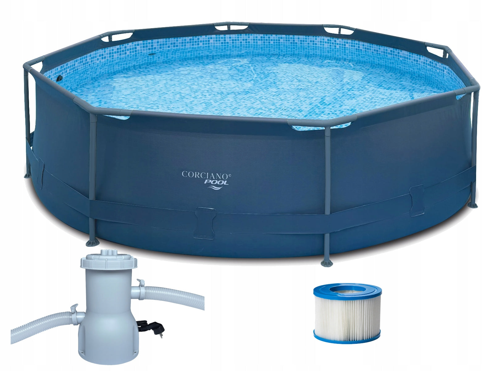 Garden Pool Framed 300 x 76cm Corciano Pump Round