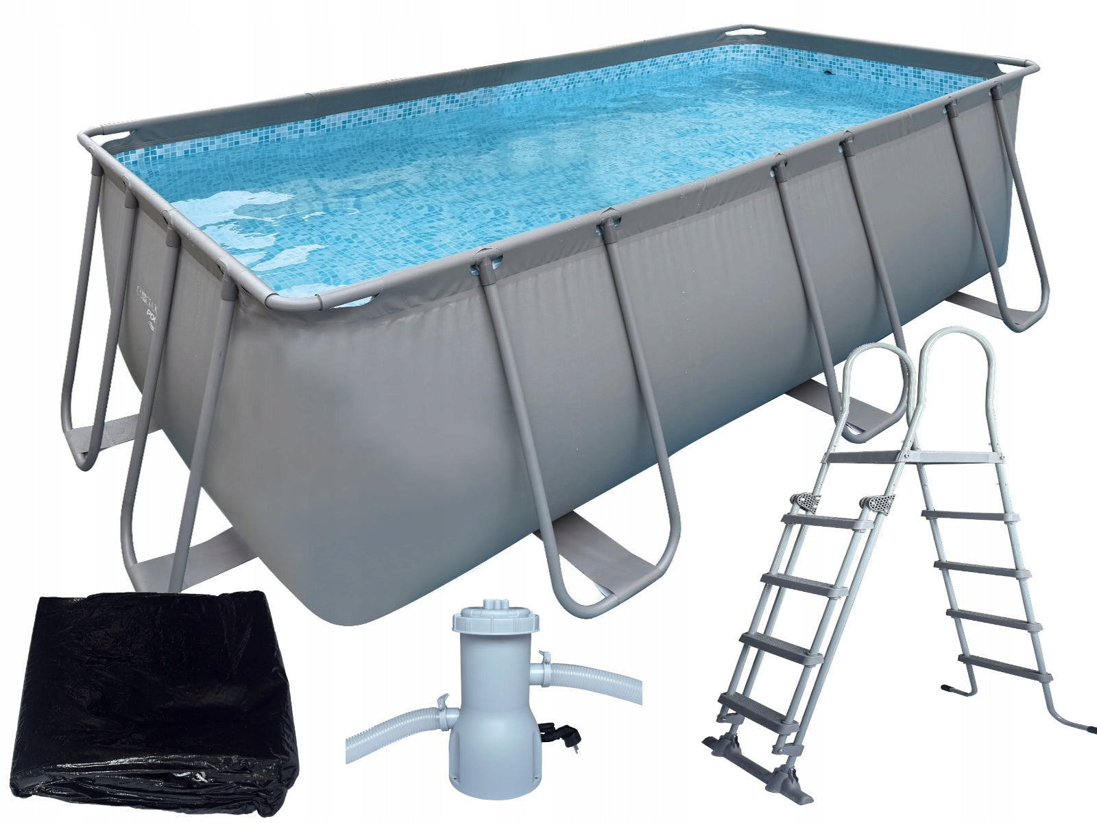 Garden Pool Framed 400 x 200 x 99 cm Corciano Ladder Pump