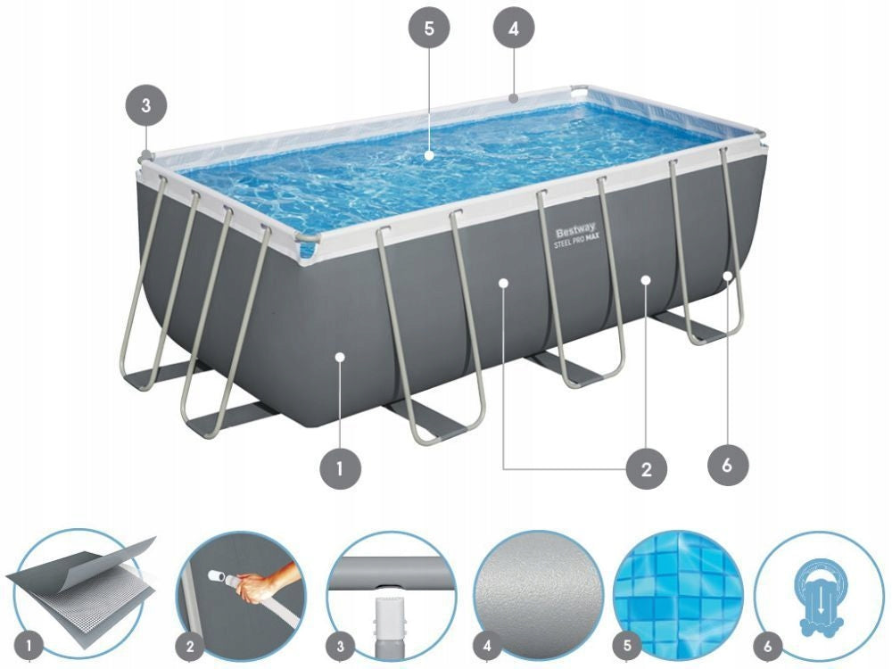 Garden Pool Framed 404x201x100 with sand pump Bestway 56442 NEW2026 Volume 6478 l