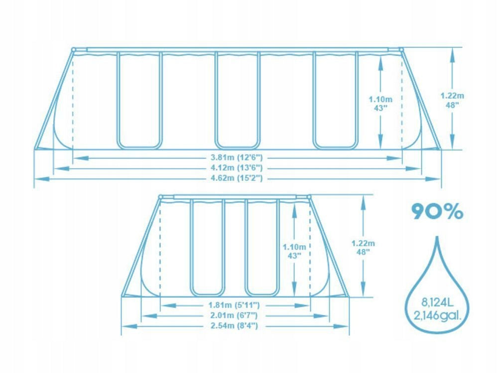 Garden Pool Framed 412x201x122 with sand pump Bestway 56457 NEW2026 Manufacturer code 56457-17W1