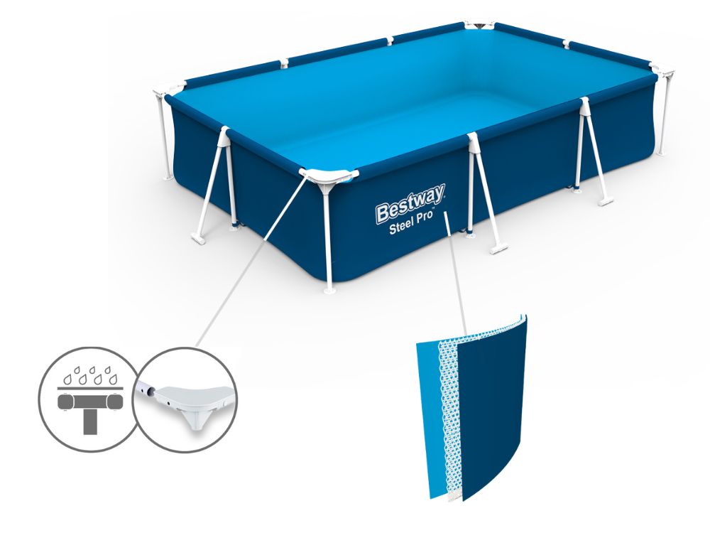 Garden Pool Rectangle 300x201x66 Framed with Pump Bestway 56411 New2026 Brand Bestway