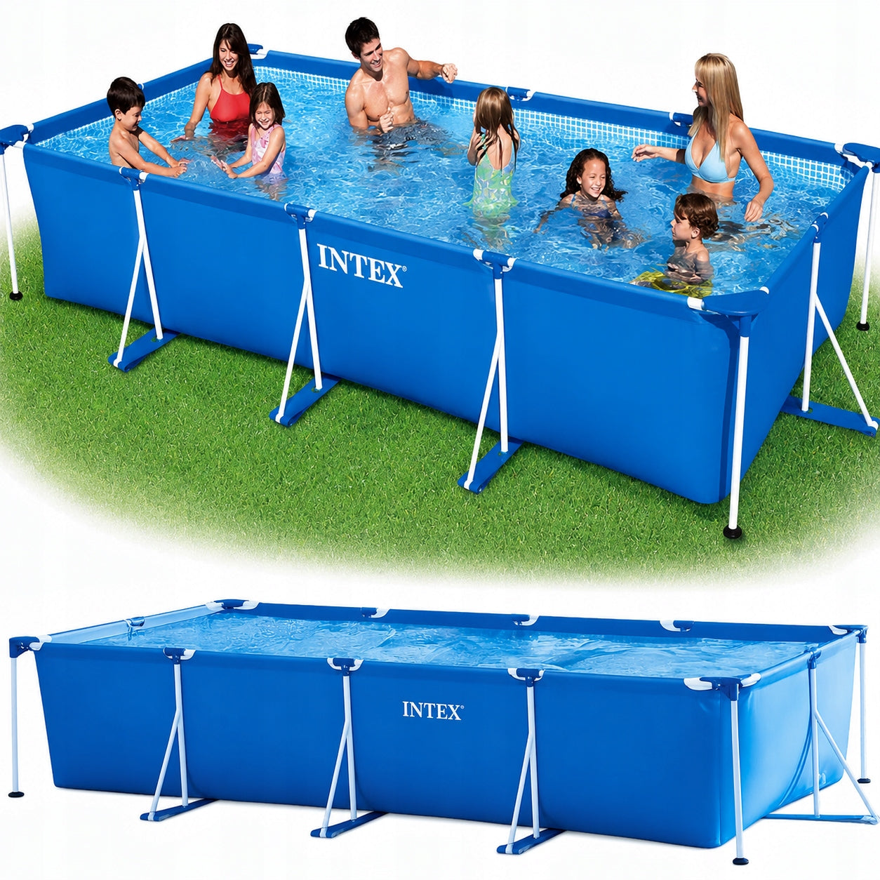Garden Pool Rectangular Intex Frame Family 450x220x84cm 28273