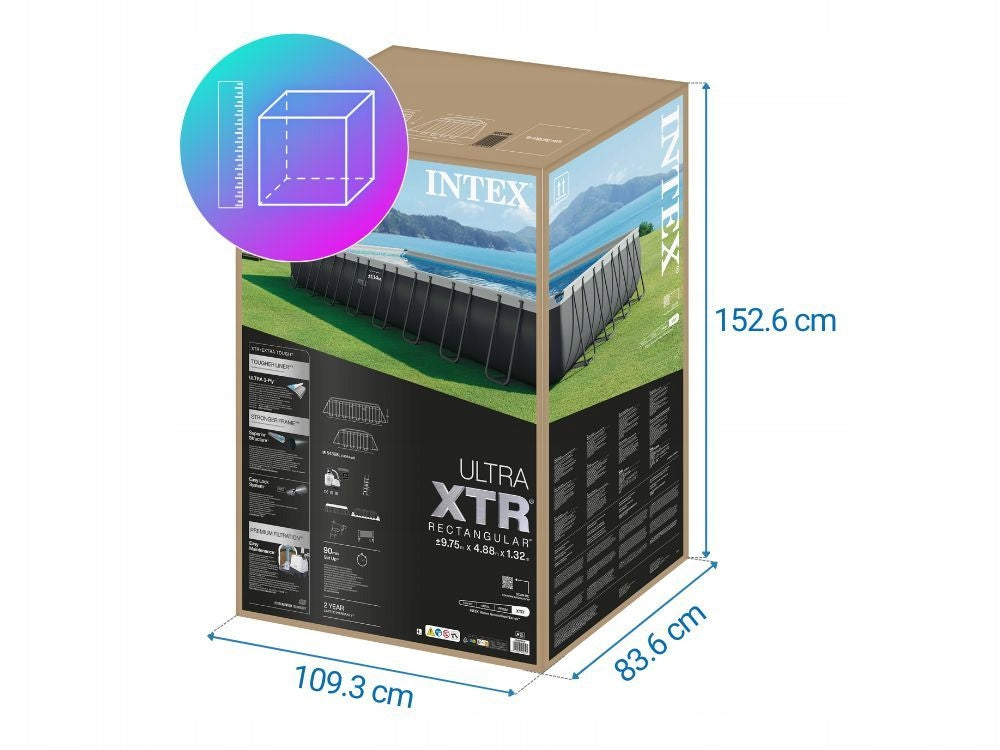 Garden Pool with Sand Pump 975x488x132 Intex 26378 + Generator NEW2026 Height 132 cm
