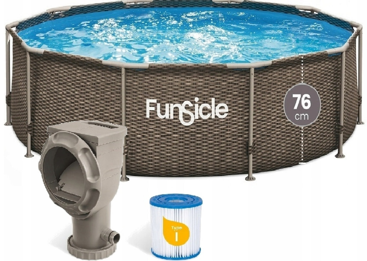 Garden RACK POOL 366x76 cm SKIMER + PUMP SET RATAN MODEL 2025
