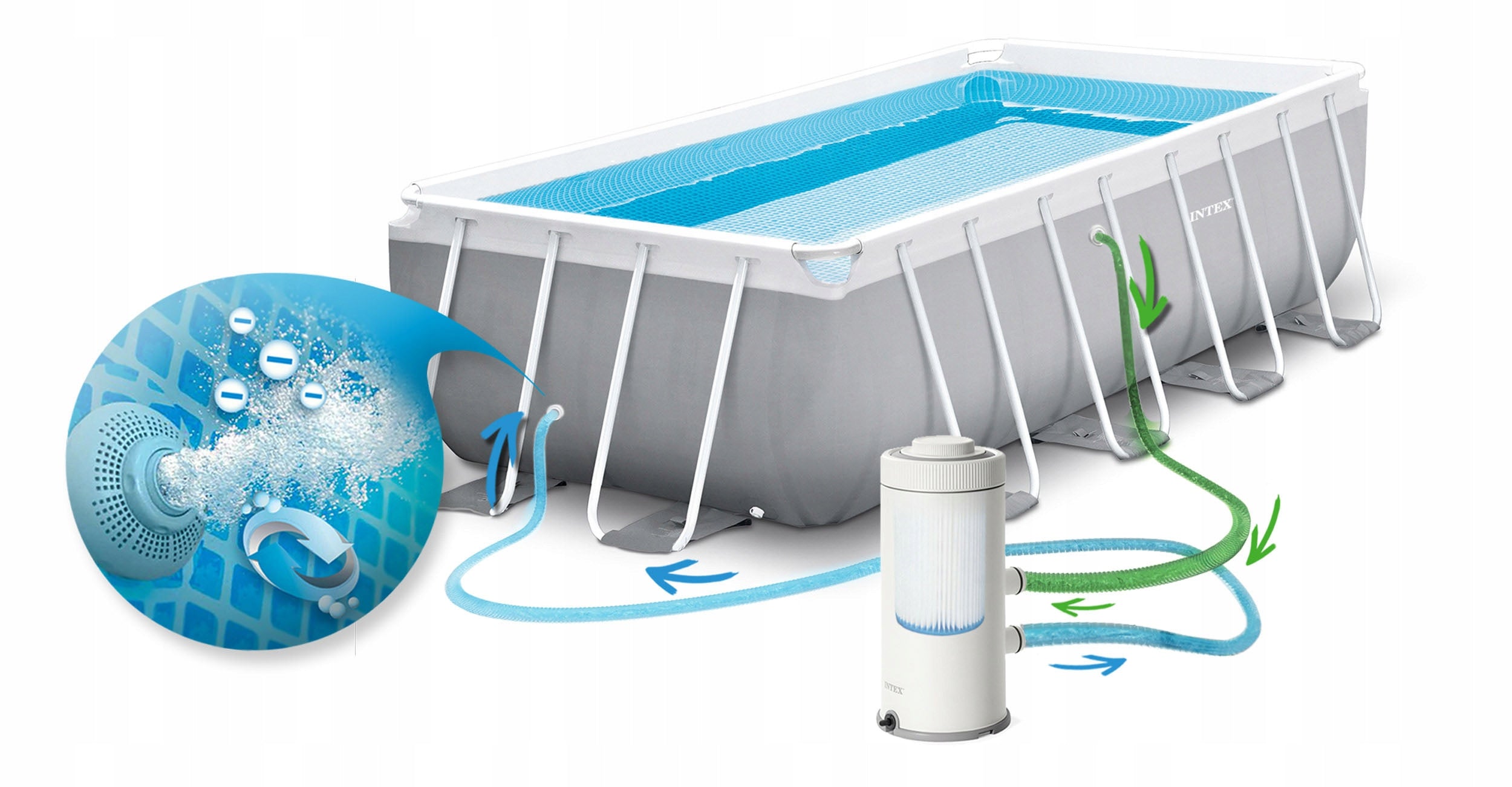 Garden Rack Pool 400x200 INTEX Set of 18in1 Series Prism Frame Rectangular Pools
