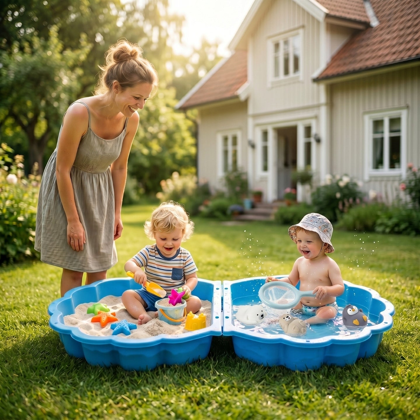Garden Sandbox Large XL Pool 2in1 Shell Lockable Double Blue Packaging status original