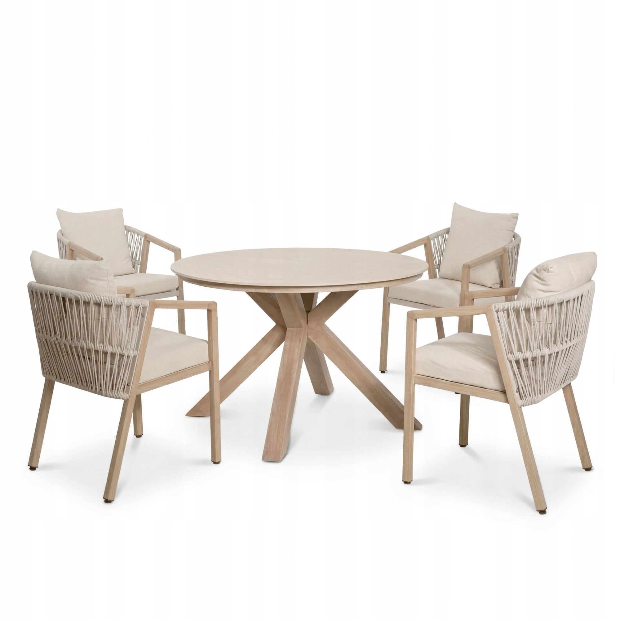 Garden Set 4os Furniture Set 4 Chairs + Round Stone Spiek Table