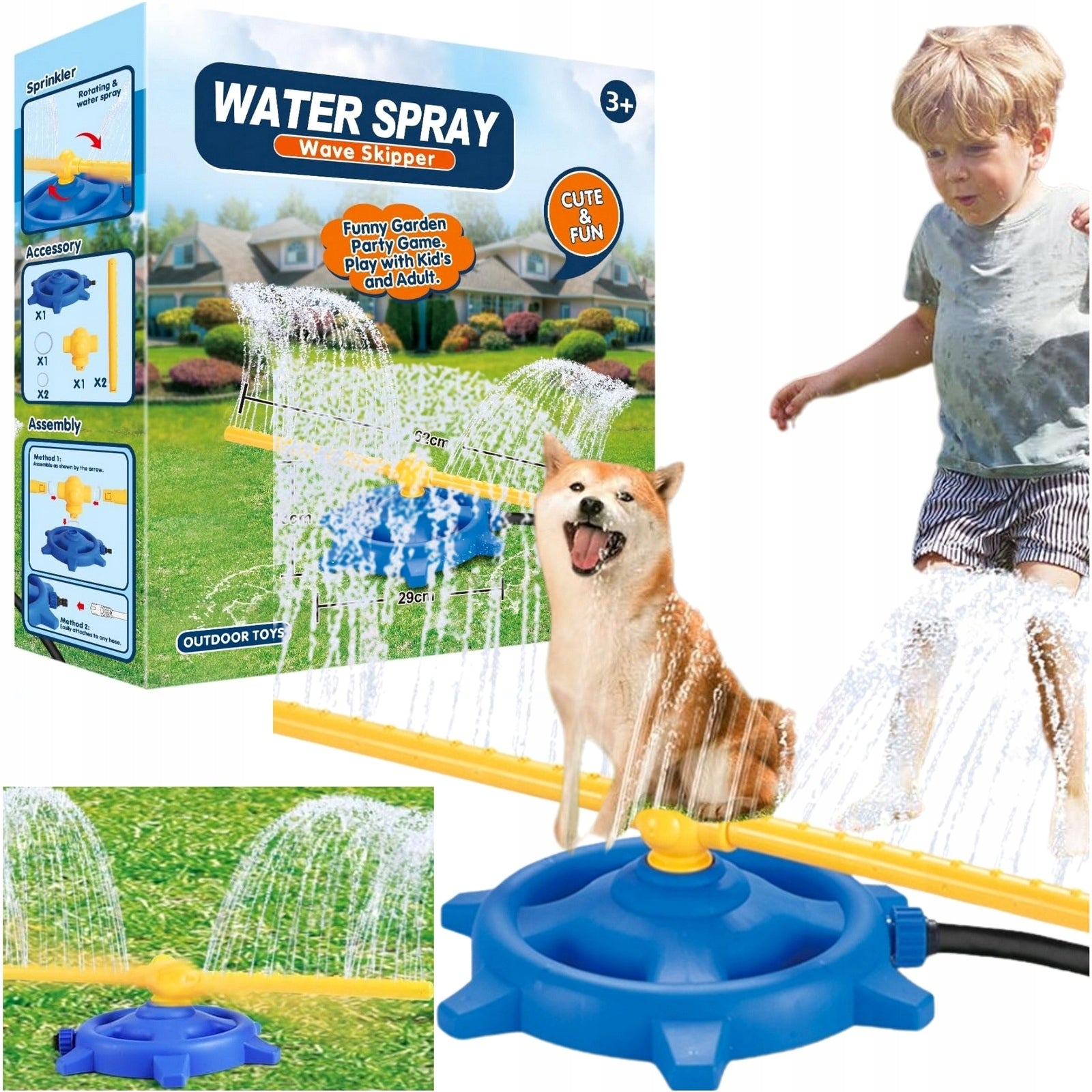 Garden Sprinkler Rotary Water Curtain for Kids Rotating Nozzles Fountain