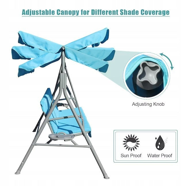 Garden Star 3 Seater Swing with Tables 170x110x153 Blue HD-11174 Manufacturer hd HOME decor