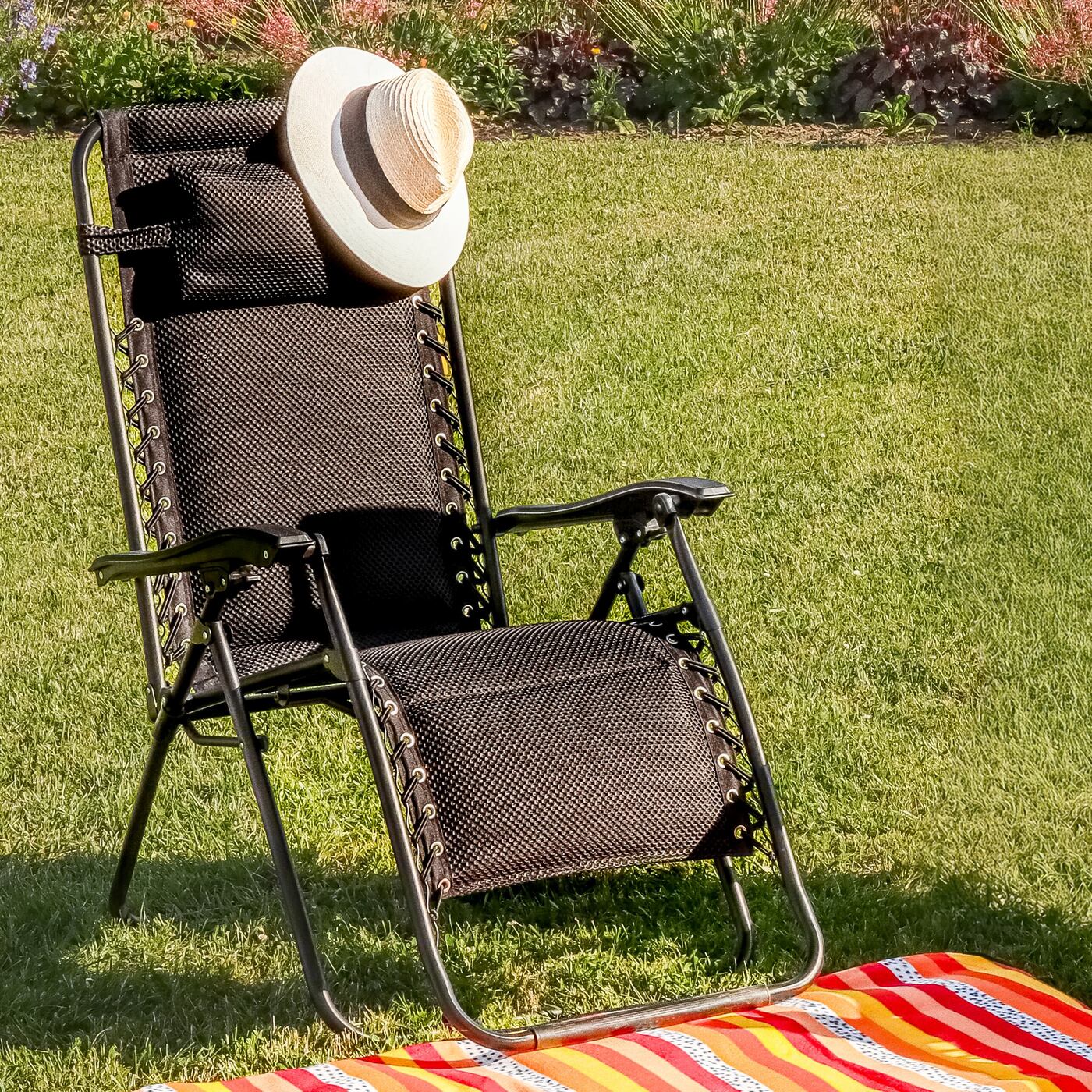 Garden Sun Lounger Beach Balcony Gravity Sun Lounger Tadar Black Color black