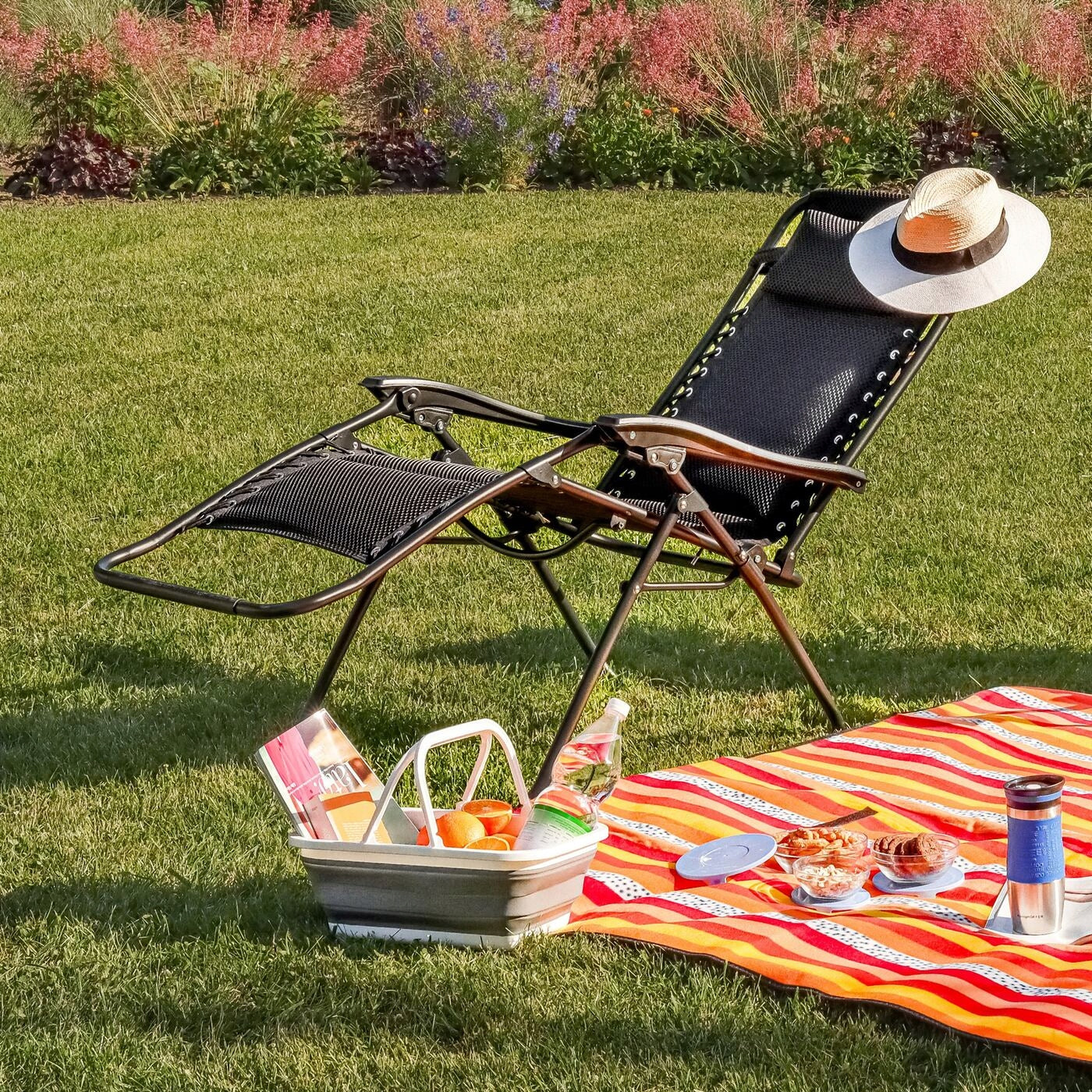 Garden Sun Lounger Beach Balcony Gravity Sun Lounger Tadar Black Packaging status original