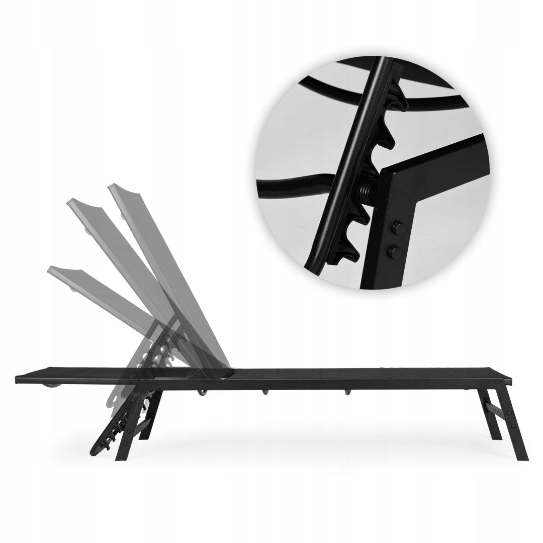 Garden Sun Lounger Beach Couch Backrest Adjustment Steel Construction Black Kind sunbed