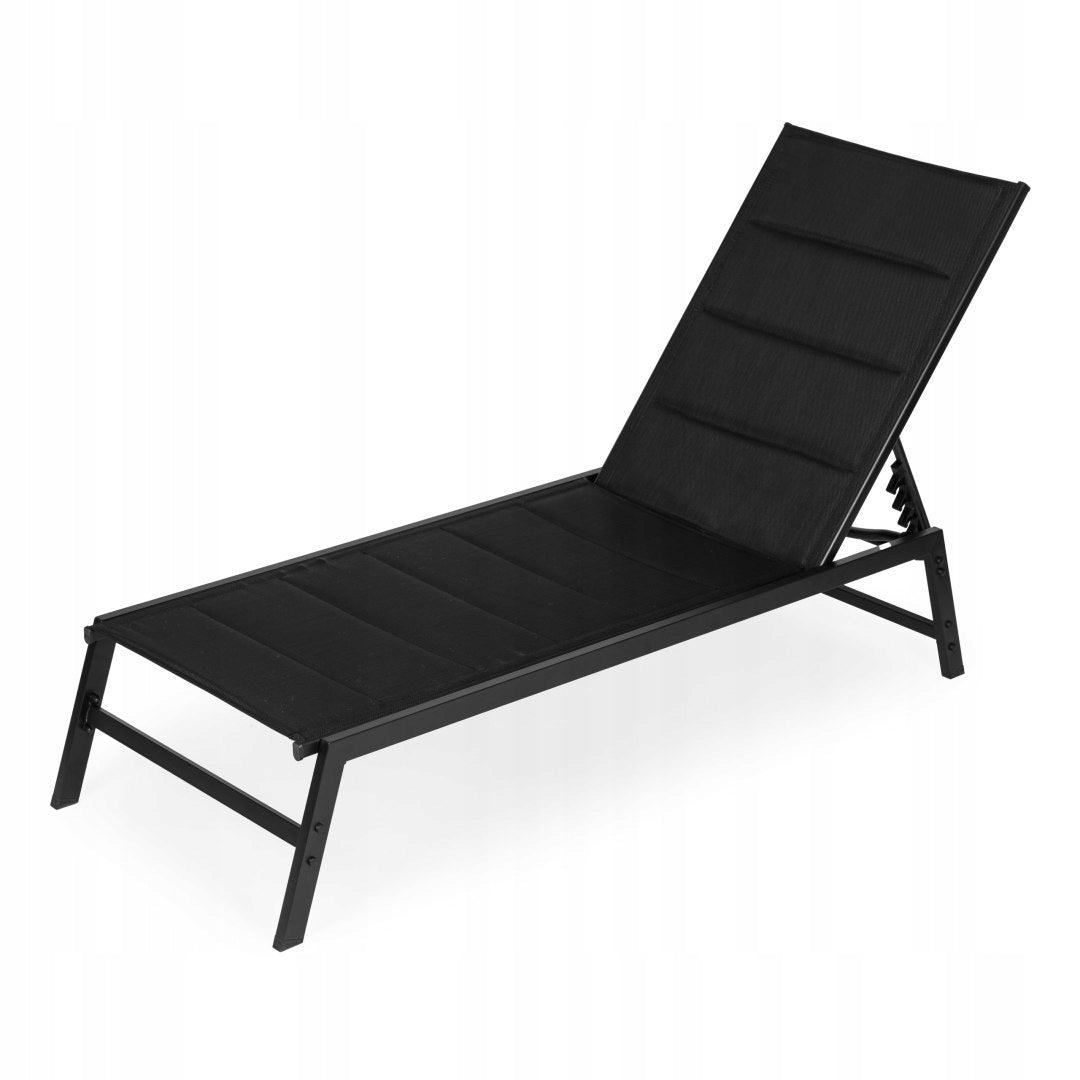 Garden Sun Lounger Beach Couch Backrest Adjustment Steel Construction Black Model ESO-LC191-1