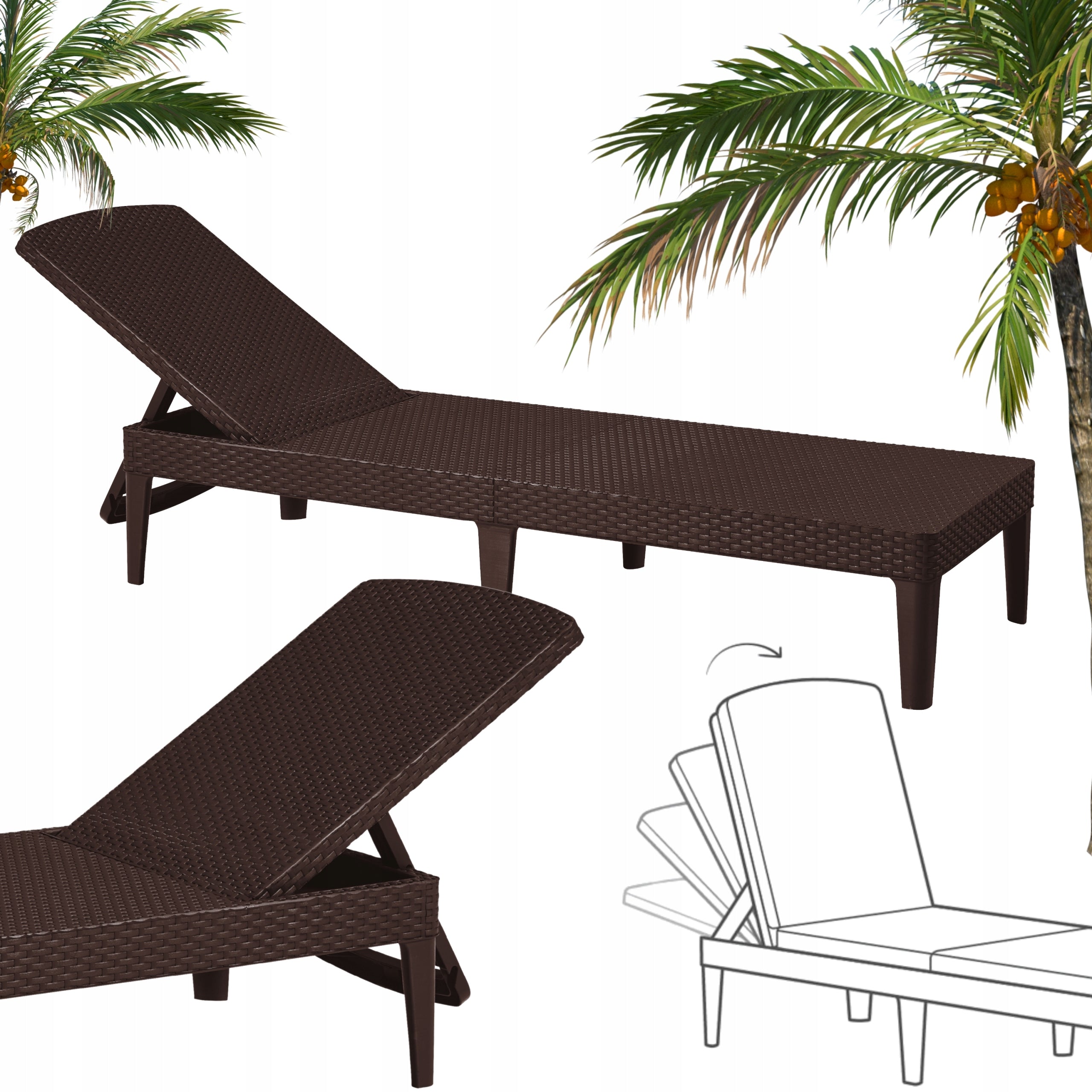 Garden Sun Lounger Beach Pool Adjustable Folding JAIPUR Sun Lounger KETER