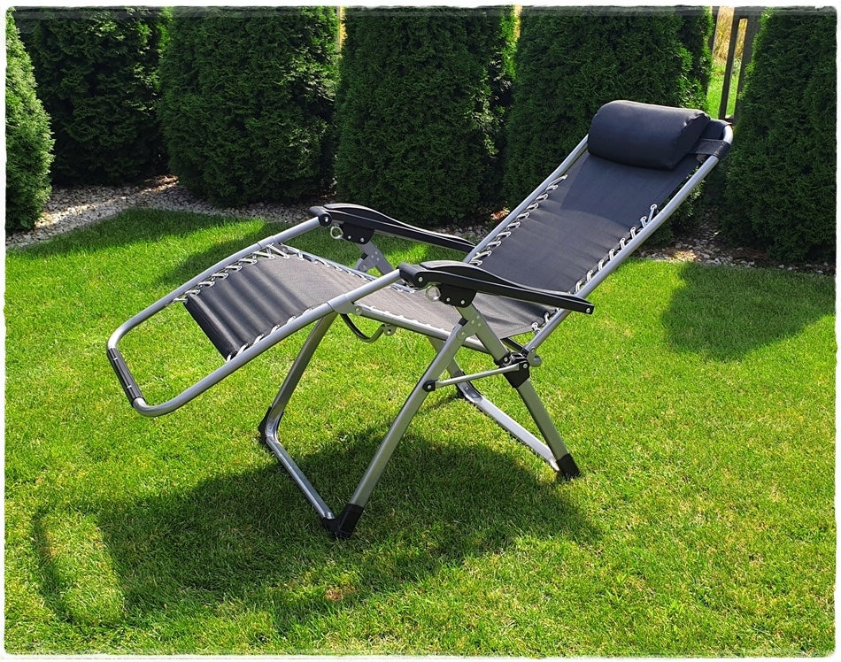 Garden Sun Lounger Beach Pool Folding Gravity Chair Handle Kind sunbed