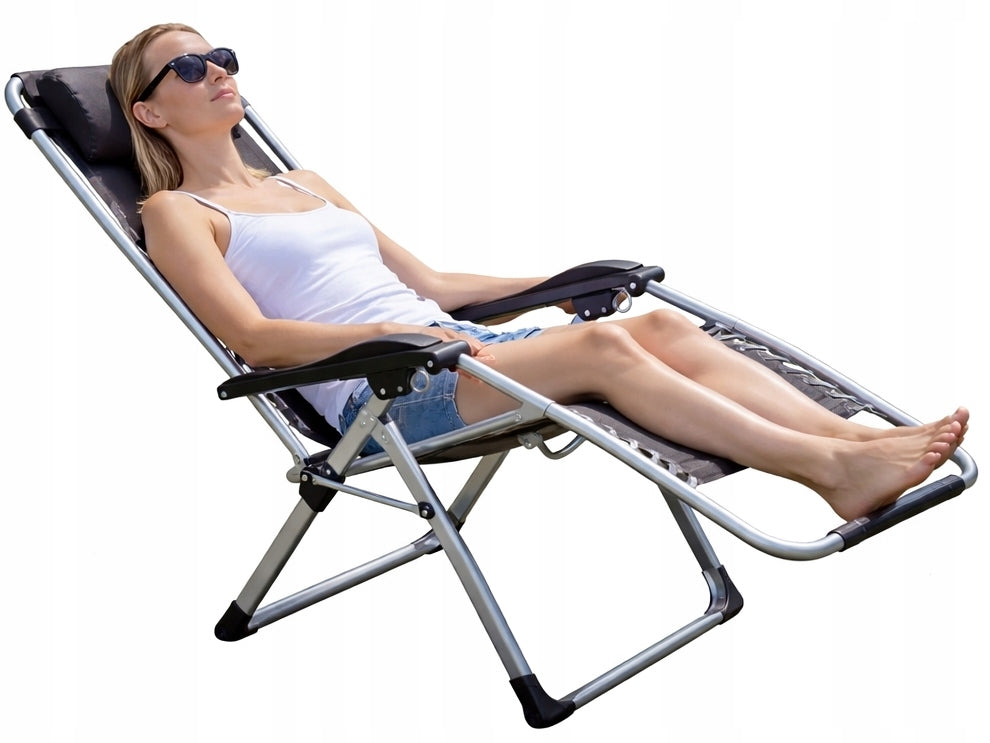Garden Sun Lounger Beach Pool Folding Gravity Chair Handle Packaging status original