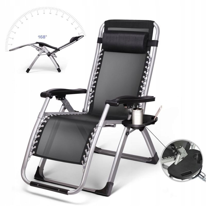 Garden Sun Lounger Beach Pool Folding Gravity Chair Handle