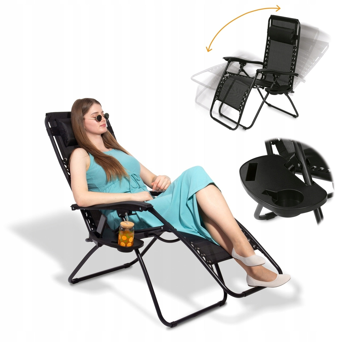 Garden Sun Lounger Beach Sunshade Gravity Chair Tadar 66x160cm