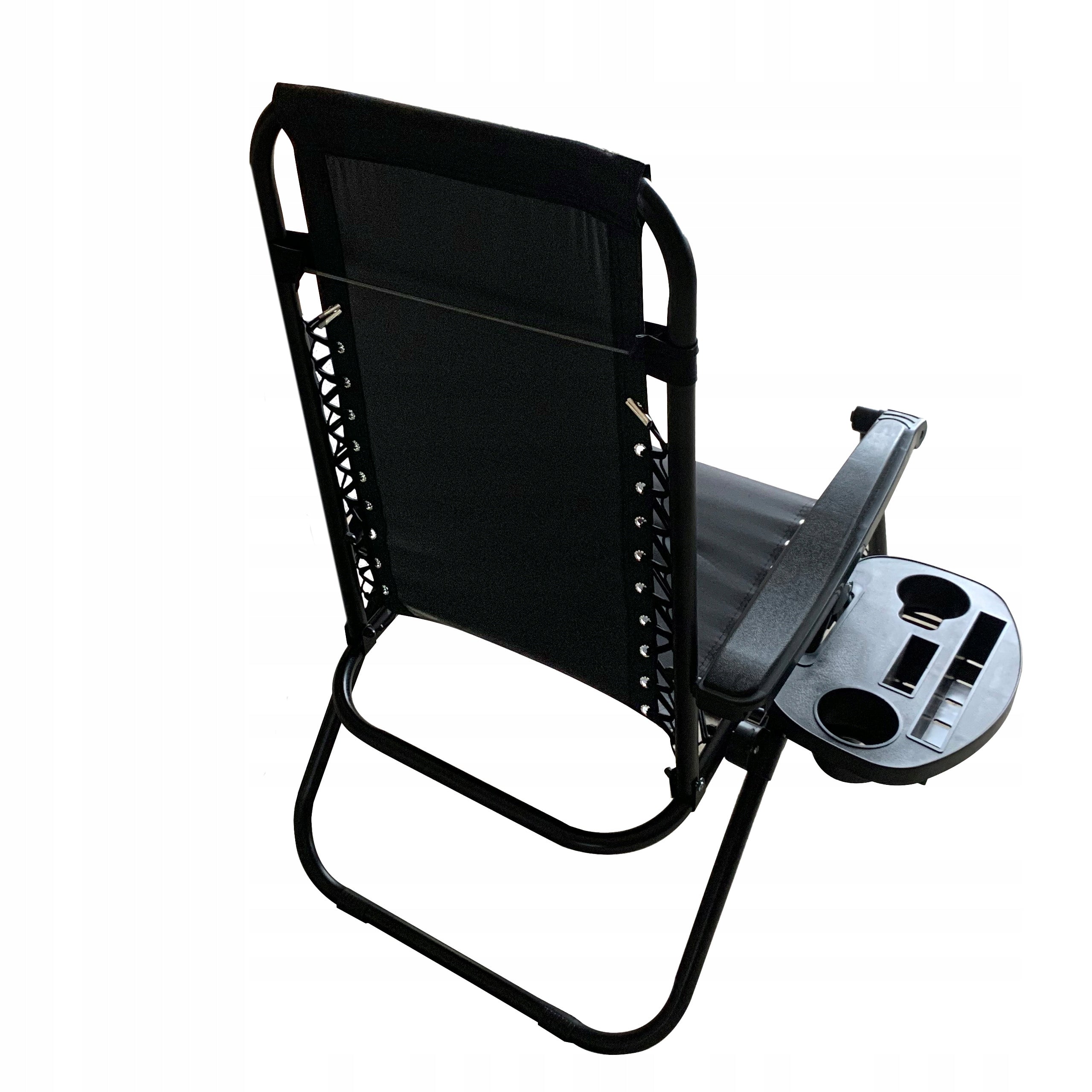 Garden Sun Lounger Folding 2in1 with Headrest Drink Table Relaxation 120 kg Model CHILL