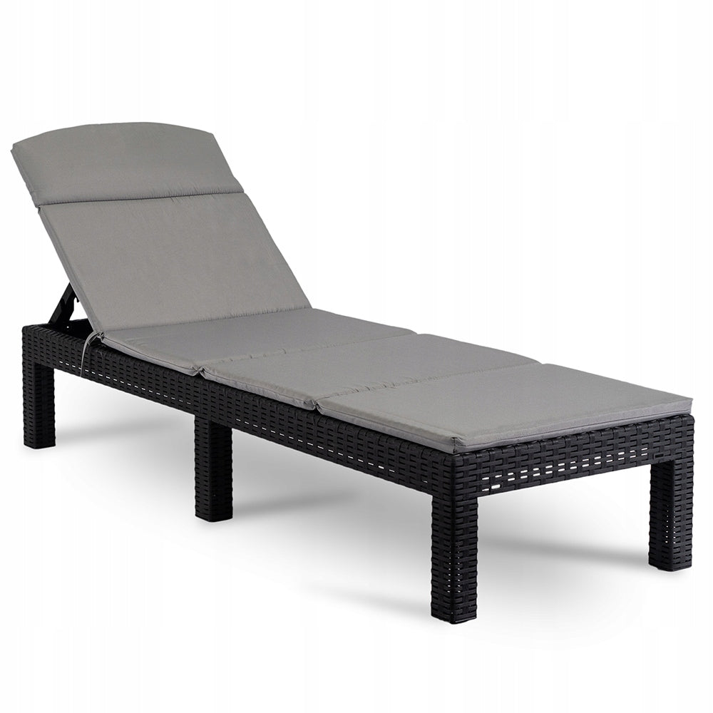 Garden Sun Lounger Rattan Tourist Folding Couch Bed LOUISIANA