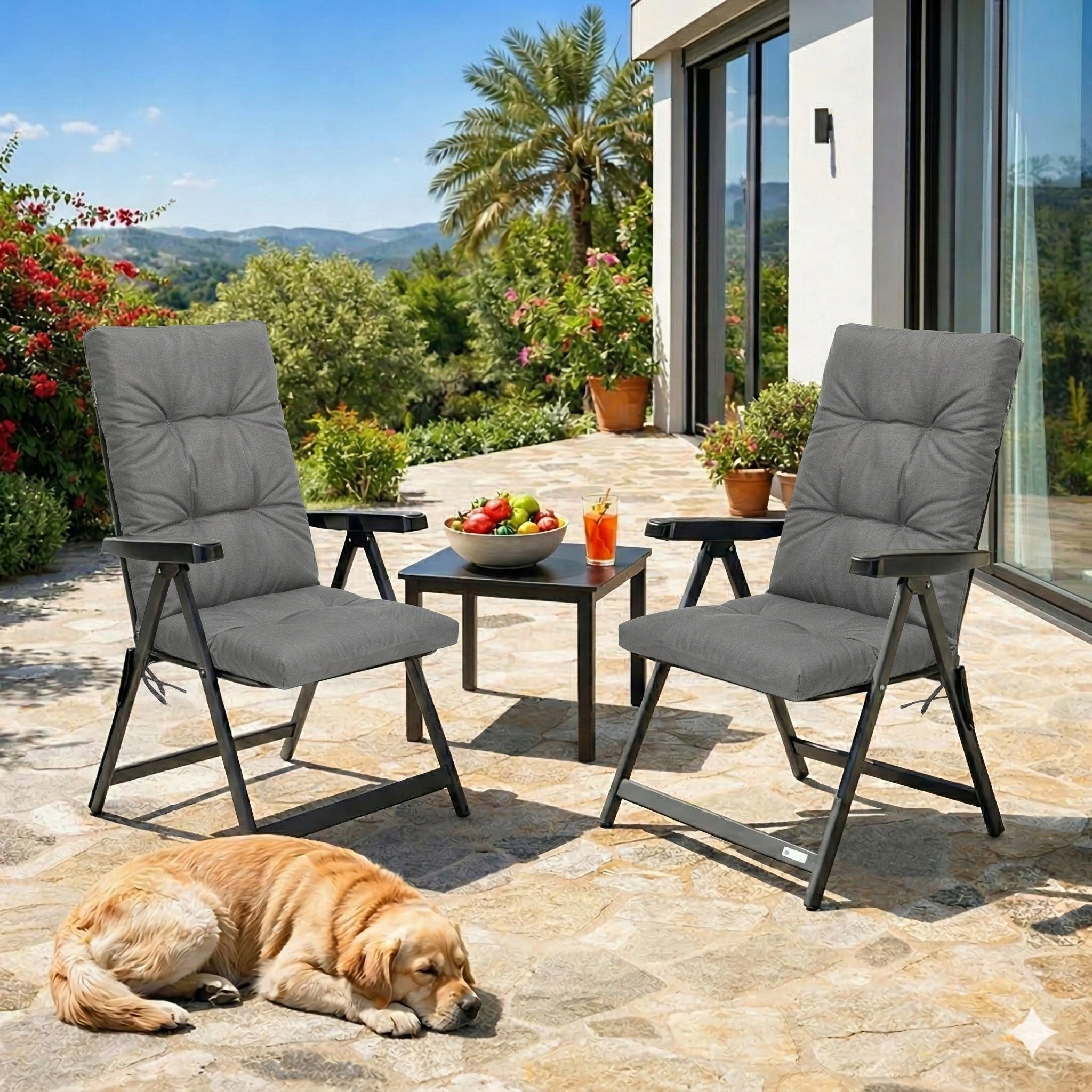 Garden Sun Lounger with Cushion Chair Couch for Garden Adjustable Backrest Packaging status original