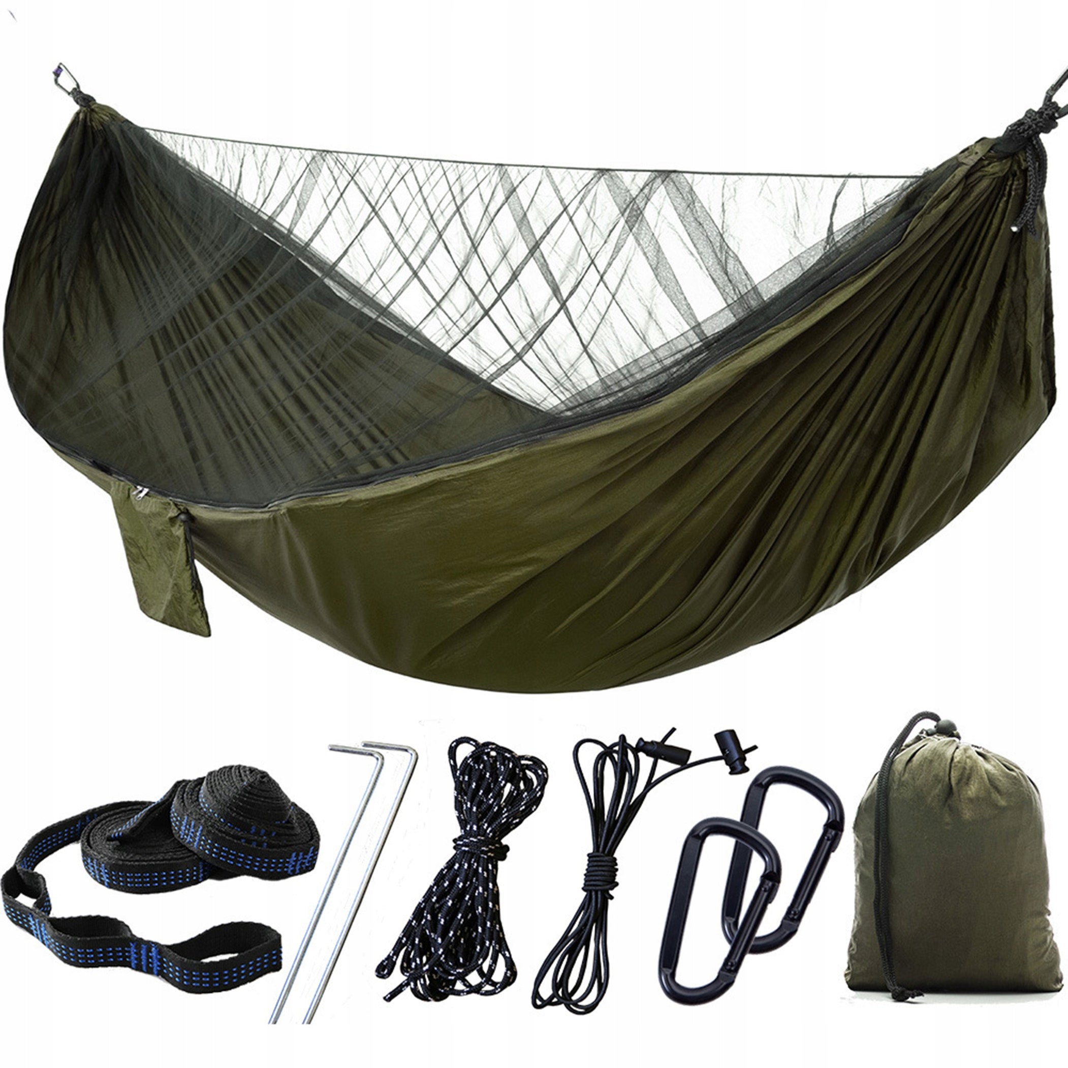 Garden Survival Hammock with Olive Mosquito Net Included Cover and Links