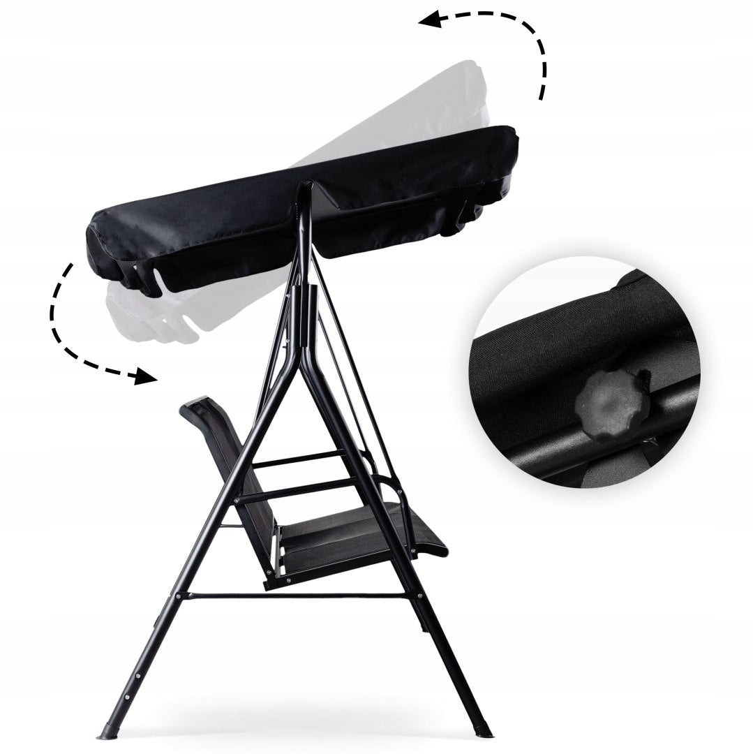 Garden Swing 3-Person Rocking Canopy Solid 260 kg Black Steel Line Huśtawki ogrodowe