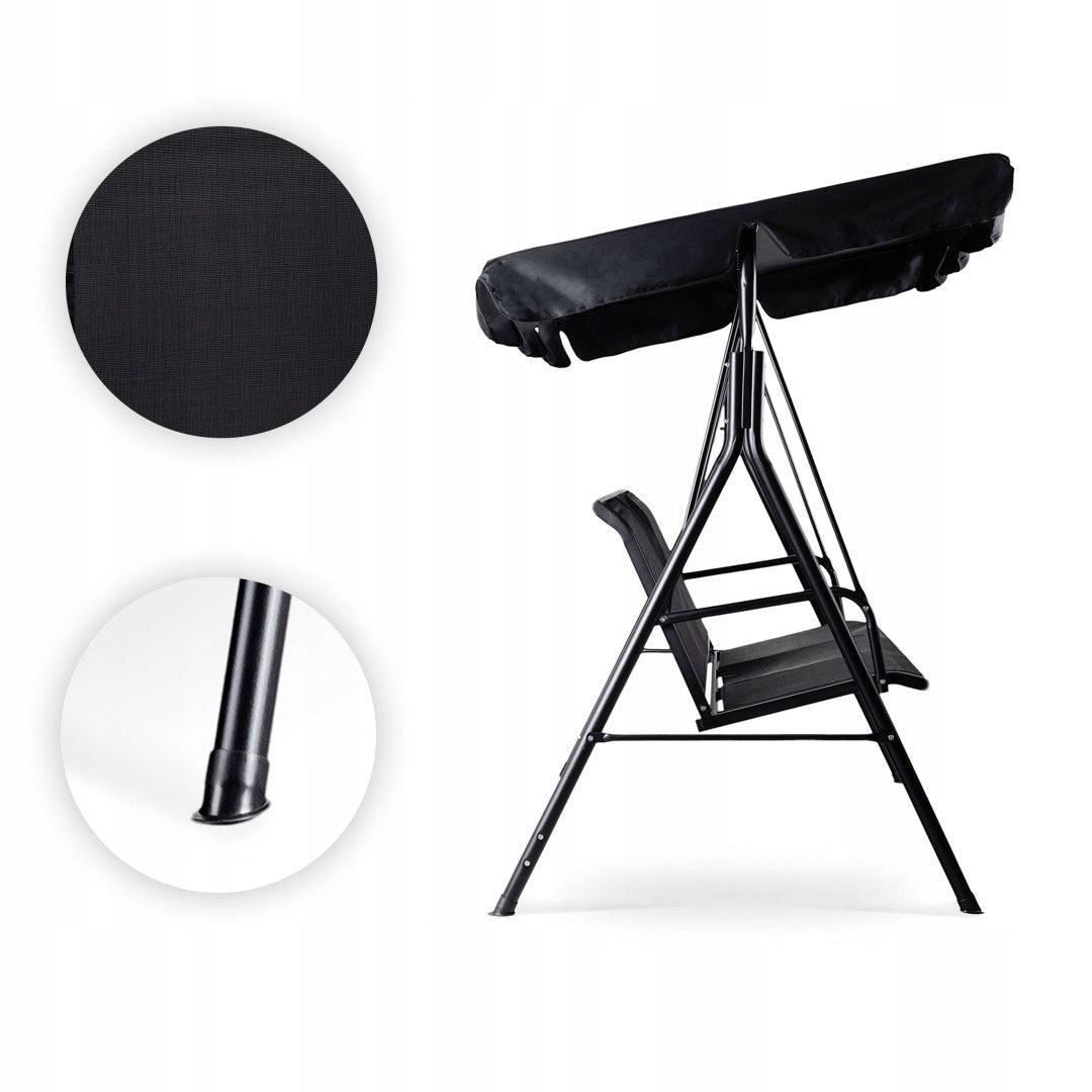 Garden Swing 3-Person Rocking Canopy Solid 260 kg Black Steel Material of manufacture metal fabric