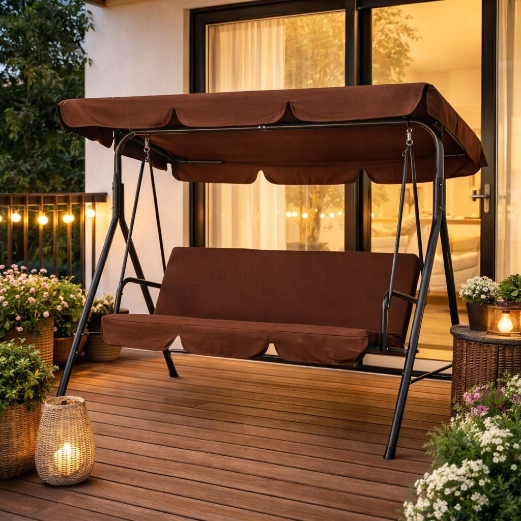 Garden Swing 3-Person Swing Freestanding Steel Brown MultiGarden Manufacturer MultiGarden