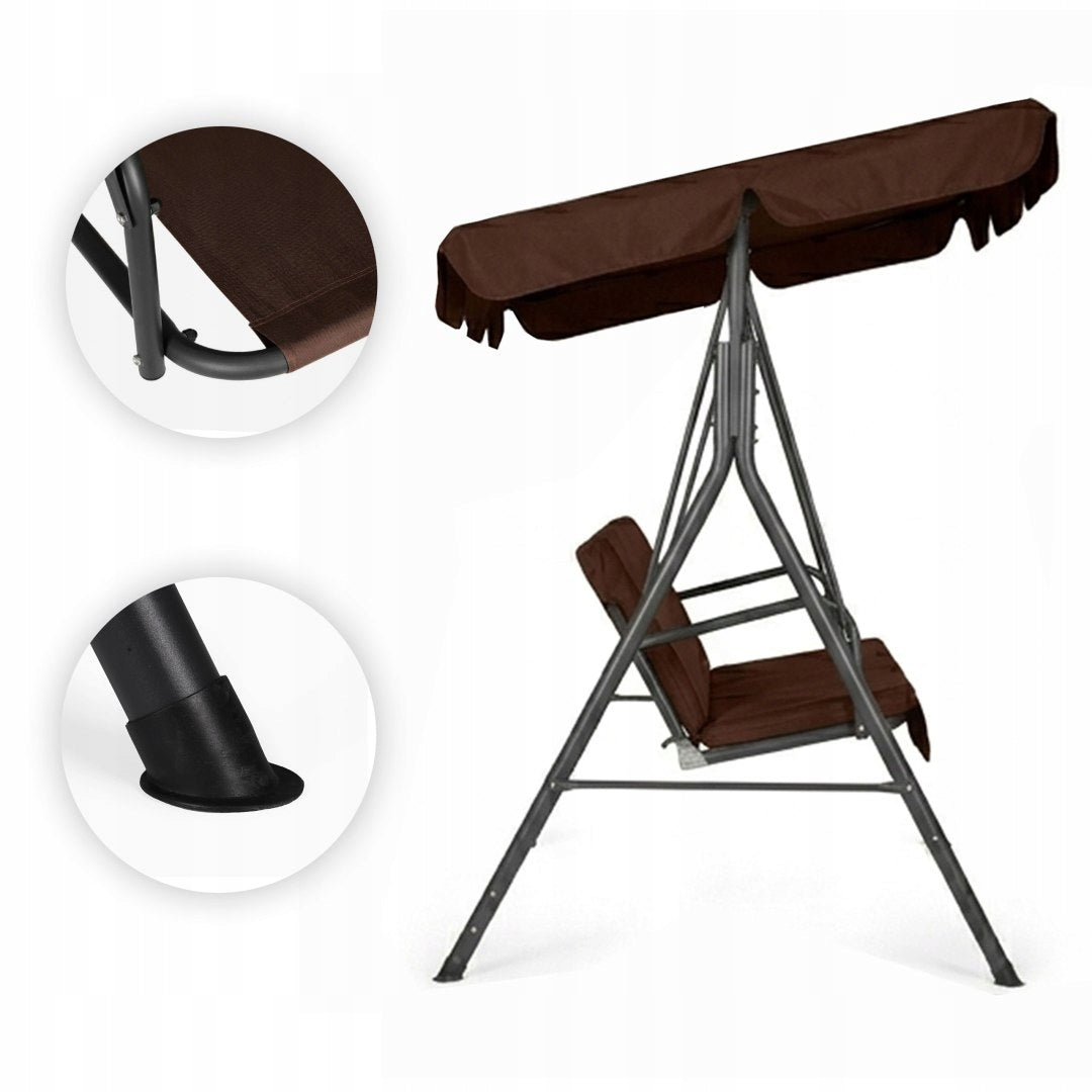 Garden Swing 3-Person Swing Freestanding Steel Brown MultiGarden Seat length 41 cm