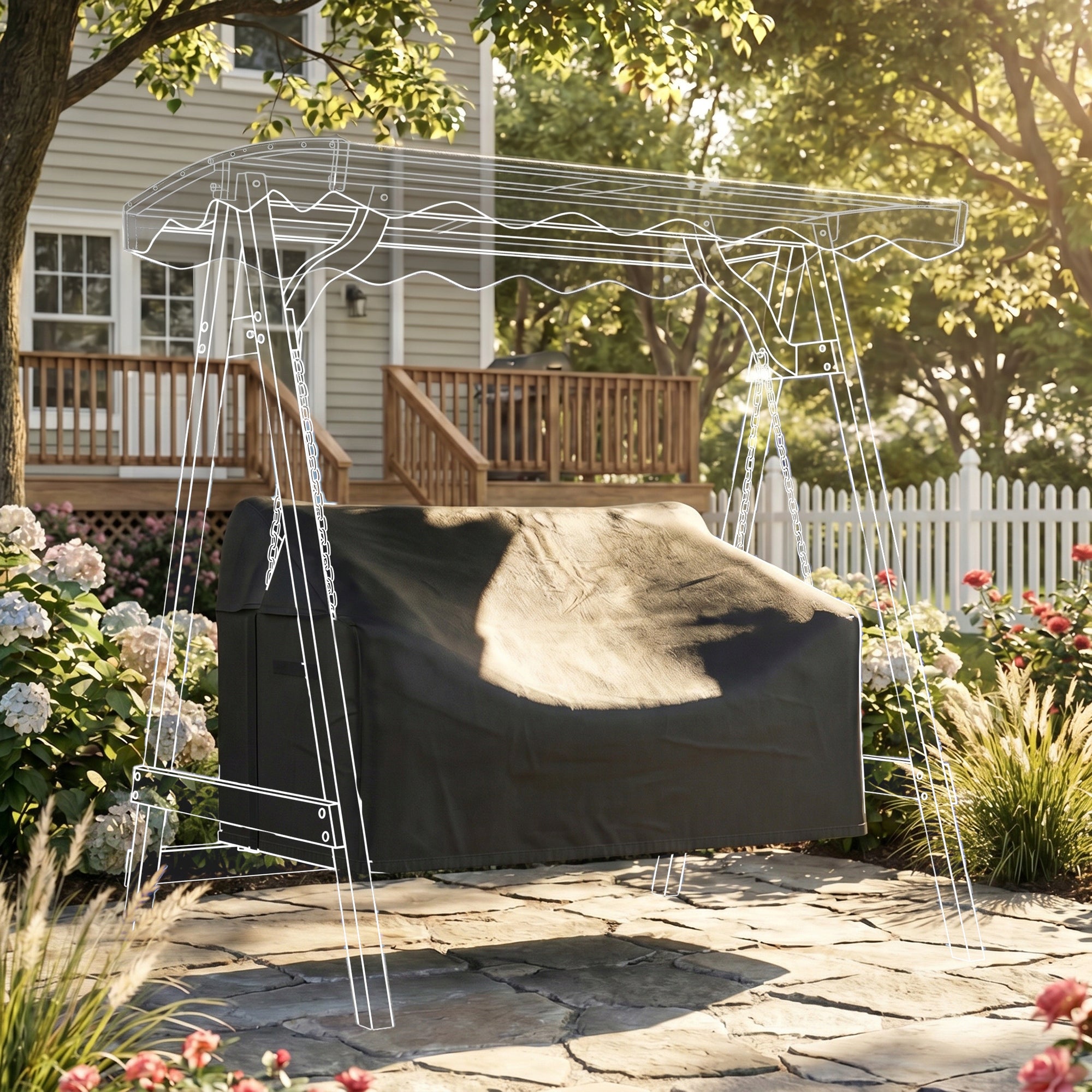 Garden Swing Cover Outsunny 2-Person, Waterproof Color black