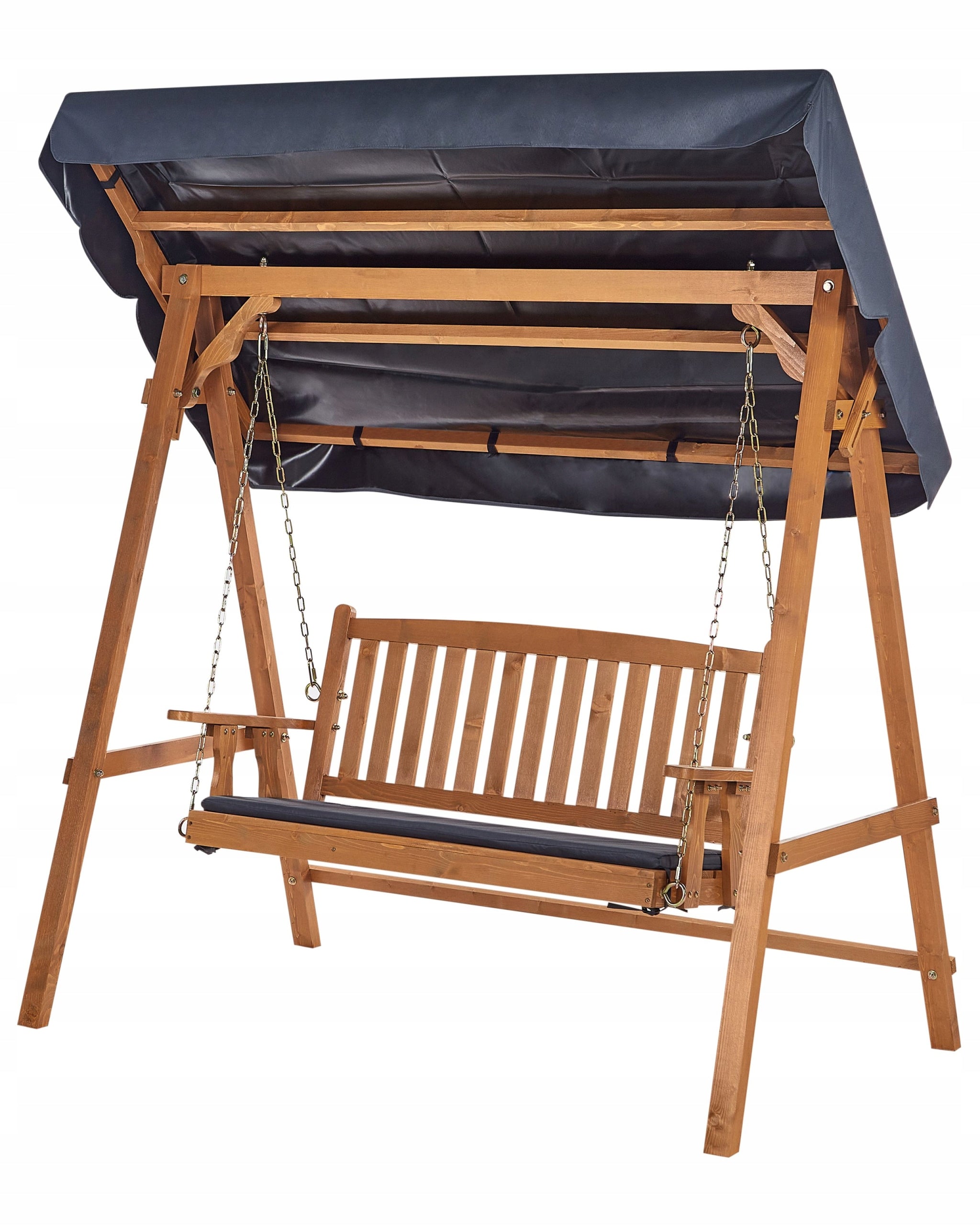 Garden Swing with Baseball 2 Seater Light Wood Seat width 118 cm
