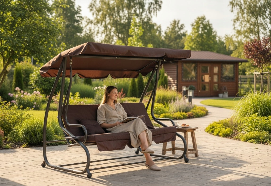 Garden Swing with Canopy Adjustable Seat Mattress 2 Cushions Manufacturer code 8011.CB