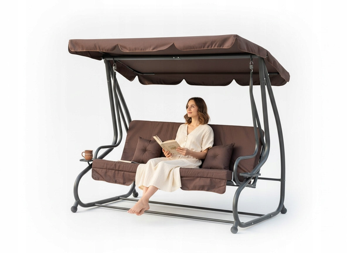Garden Swing with Canopy Adjustable Seat Mattress 2 Cushions